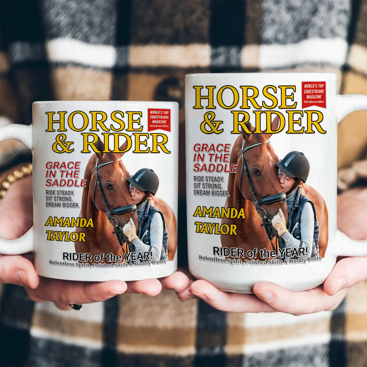Custom Photo Equestrian Magazine - Personalized Ceramic Coffee Mug - Image 4