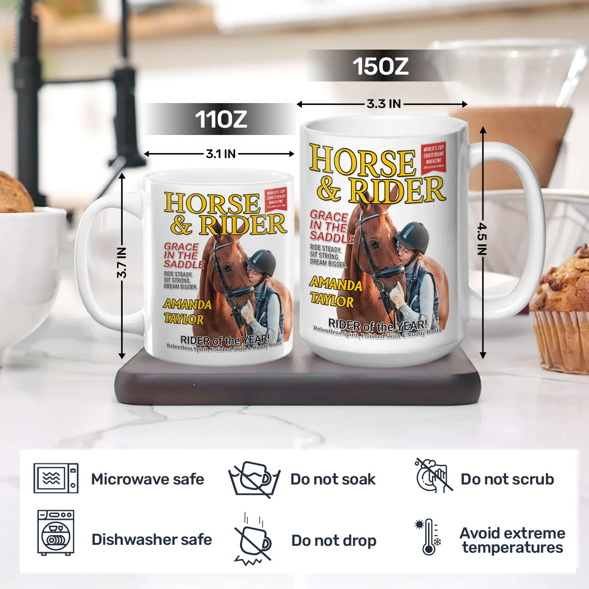 Custom Photo Equestrian Magazine - Personalized Ceramic Coffee Mug - Image 5