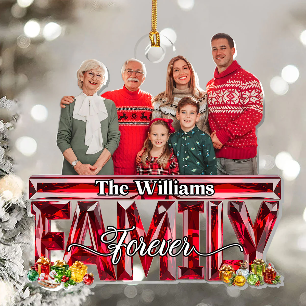 Custom Photo Family Forever - Personalized 1-Layer Acrylic Ornament - Image 5
