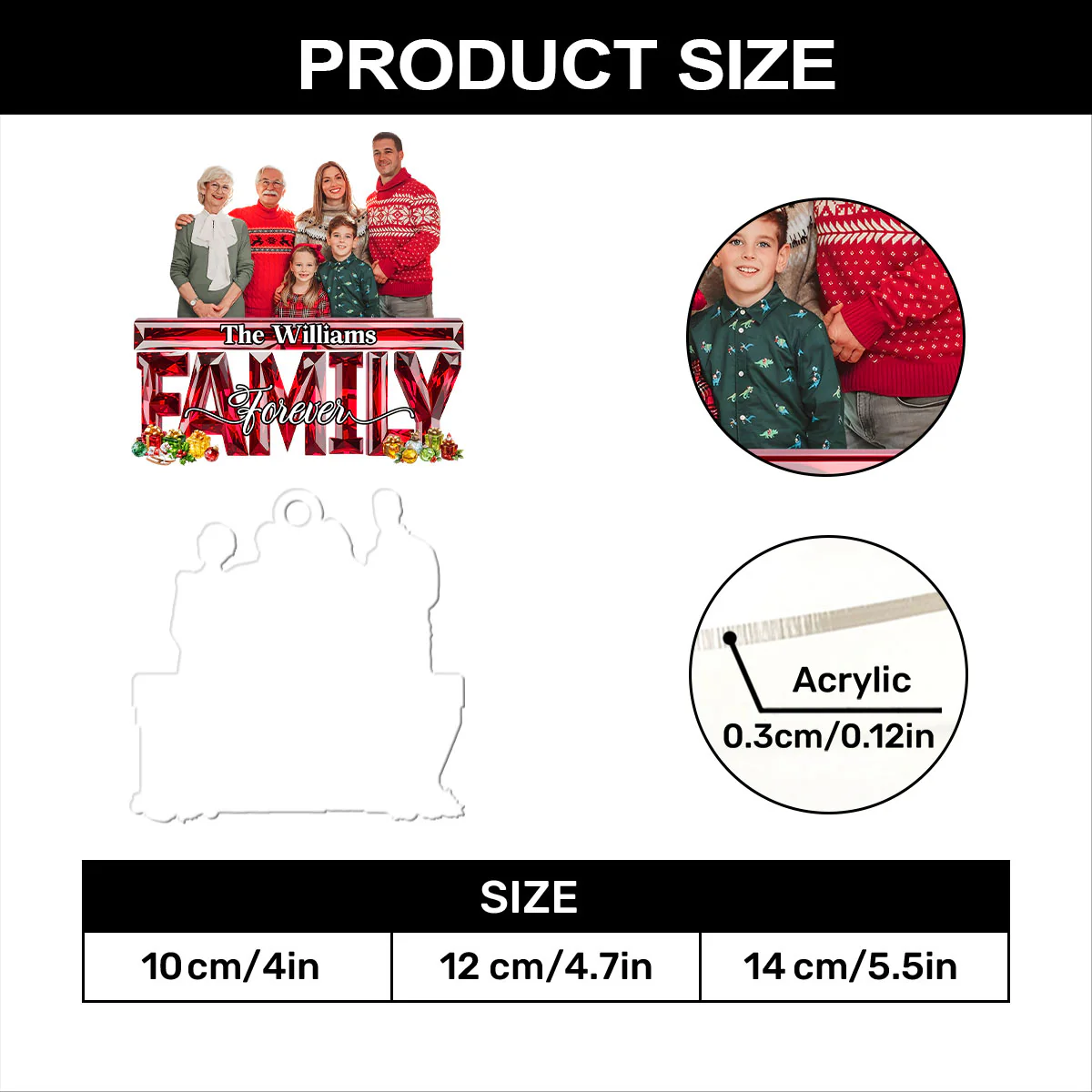 Custom Photo Family Forever - Personalized 1-Layer Acrylic Ornament - Image 7