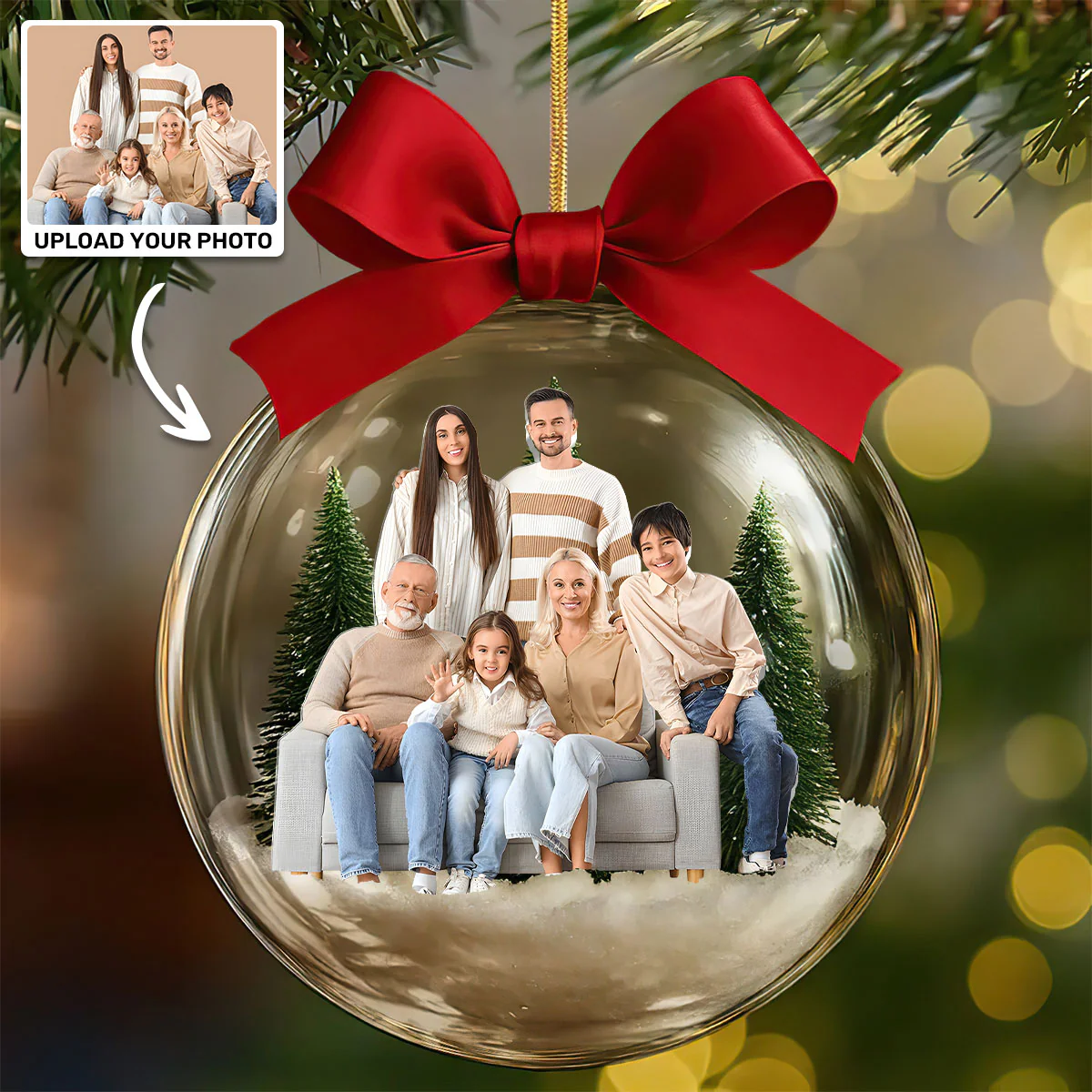 Custom Photo Family Is The Greatest Gift - Personalized 3D Acrylic Ball Ornament