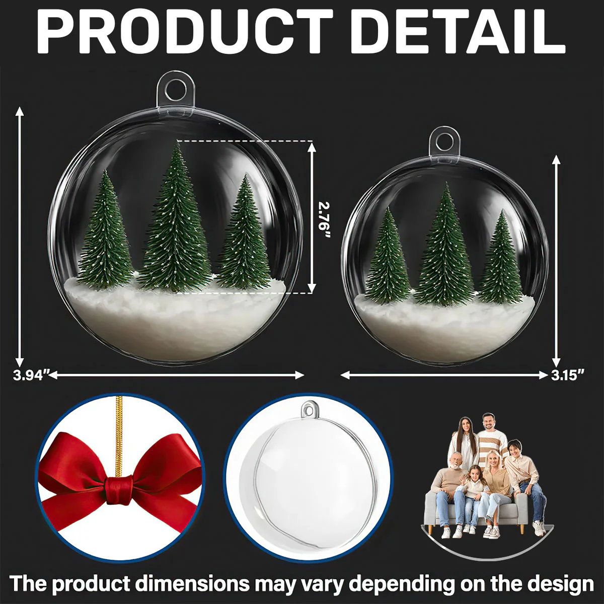 Custom Photo Family Is The Greatest Gift - Personalized 3D Acrylic Ball Ornament - Image 5