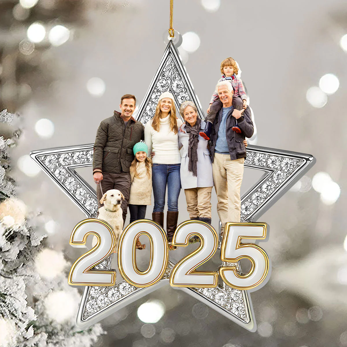 Custom Photo Family Siblings Best Friends Twinkle Star - Personalized 1-Layer Acrylic Ornament - Image 6