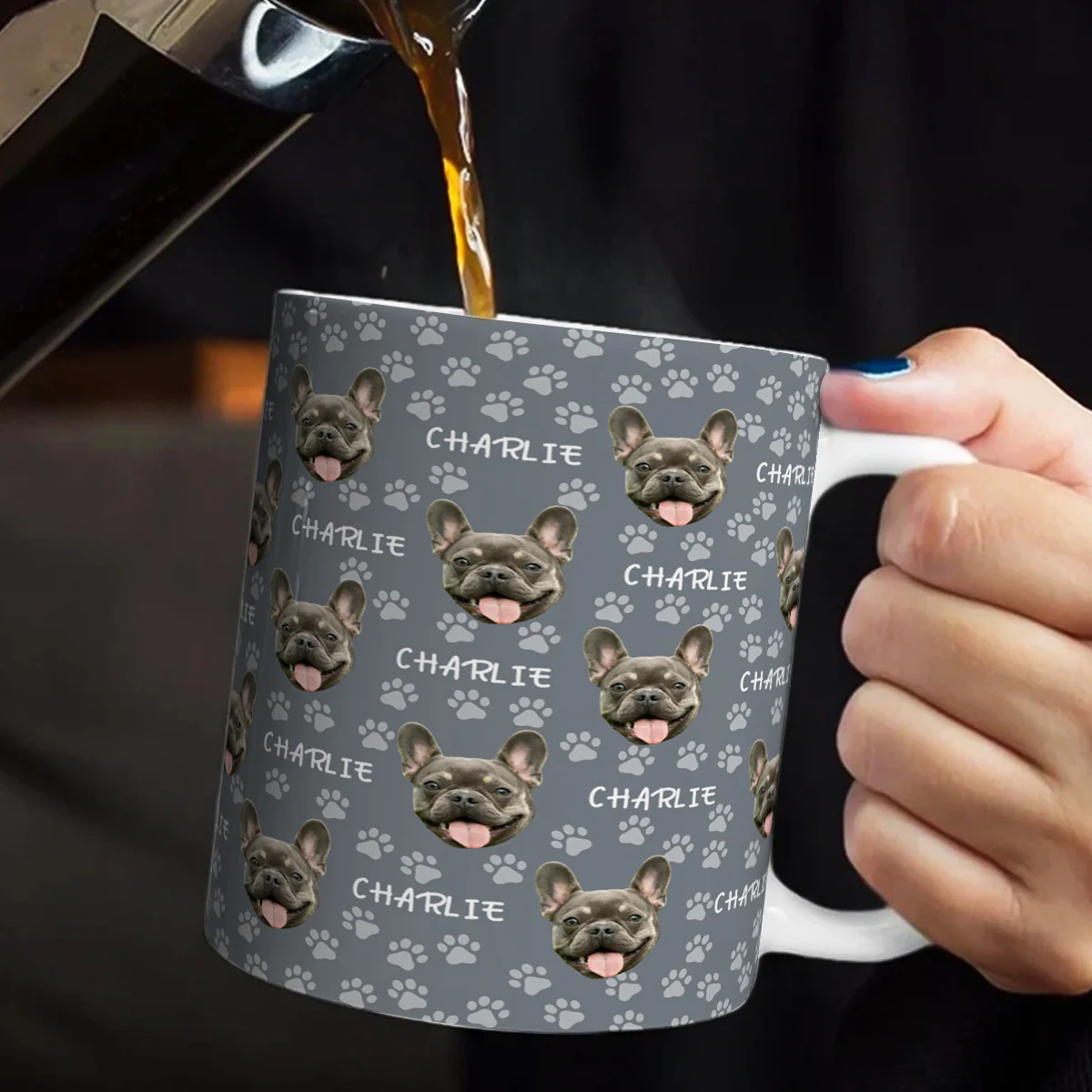 Custom Photo Funny Pet Face Pattern - Personalized Ceramic Coffee Mug - Image 5