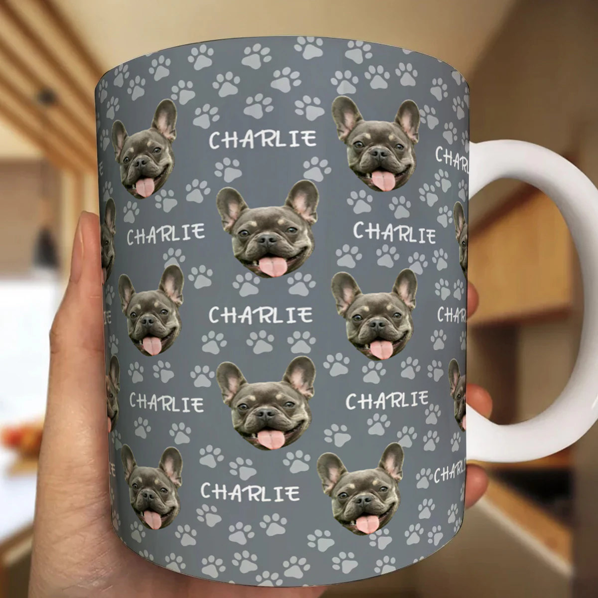 Custom Photo Funny Pet Face Pattern - Personalized Ceramic Coffee Mug - Image 6