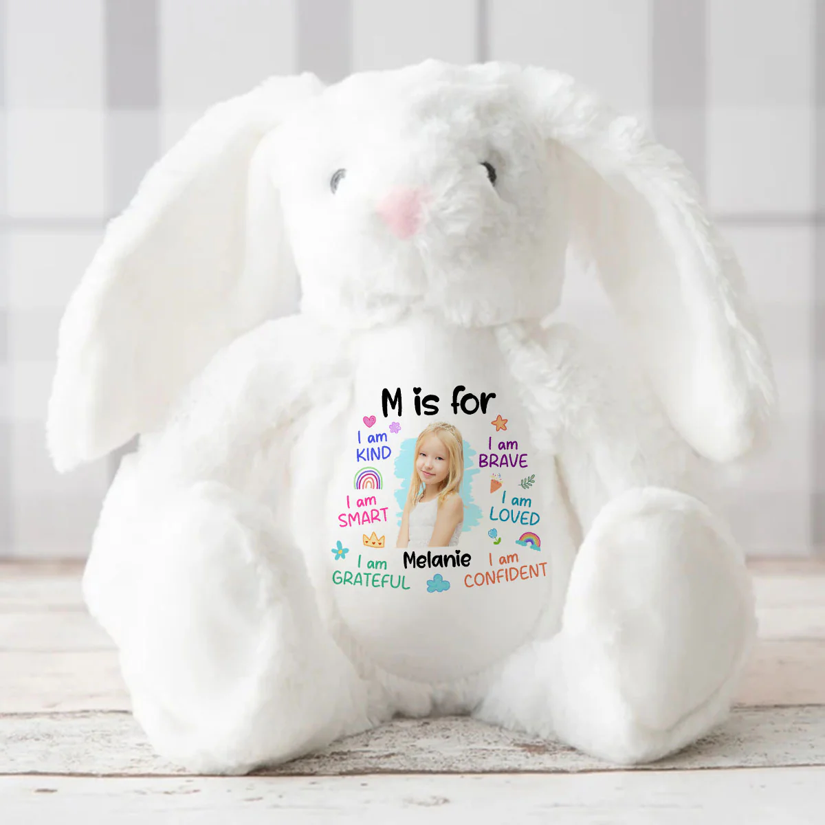 Custom Photo I Am Kind - Personalized Stuffed Bunny - Image 3