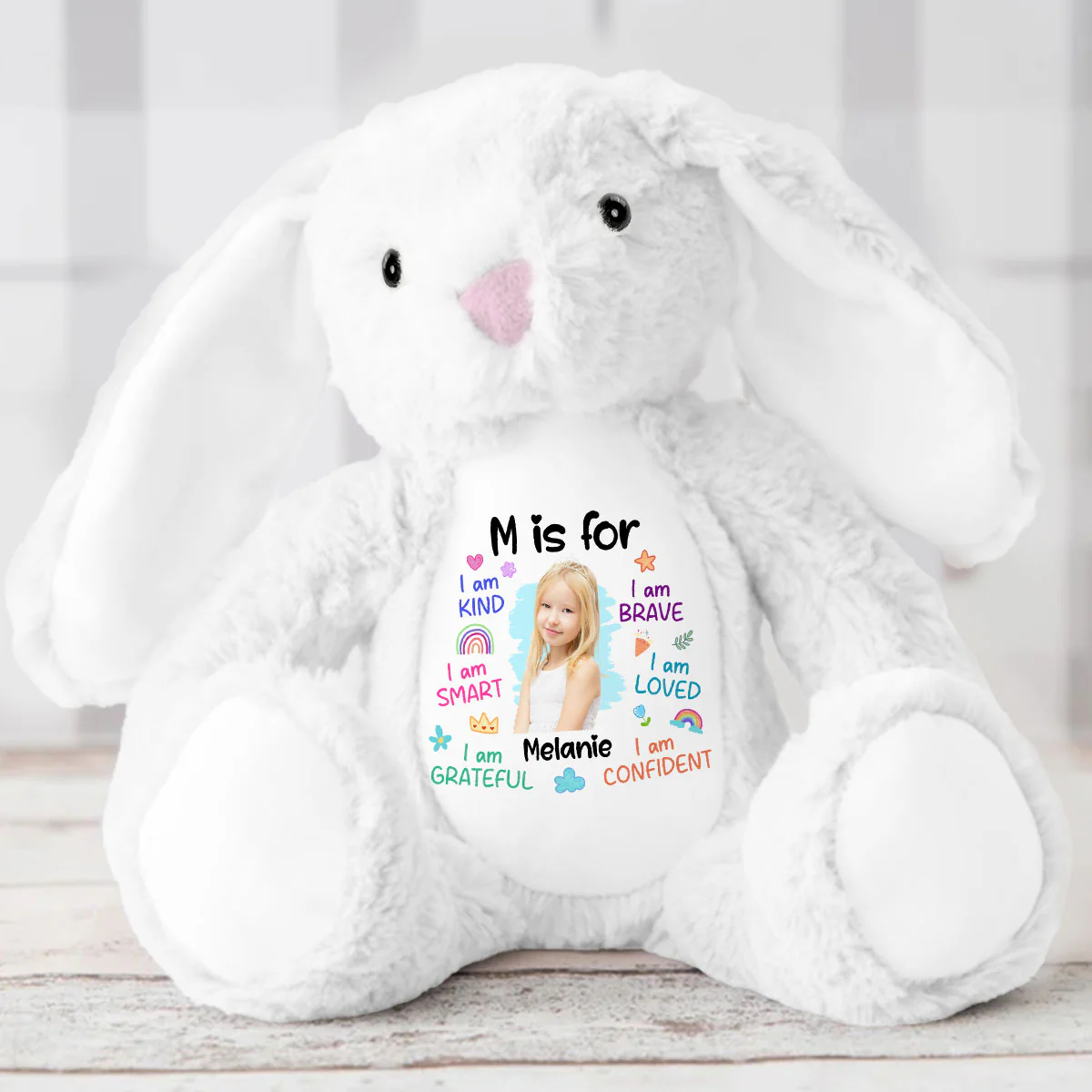 Custom Photo I Am Kind - Personalized Stuffed Bunny - Image 5