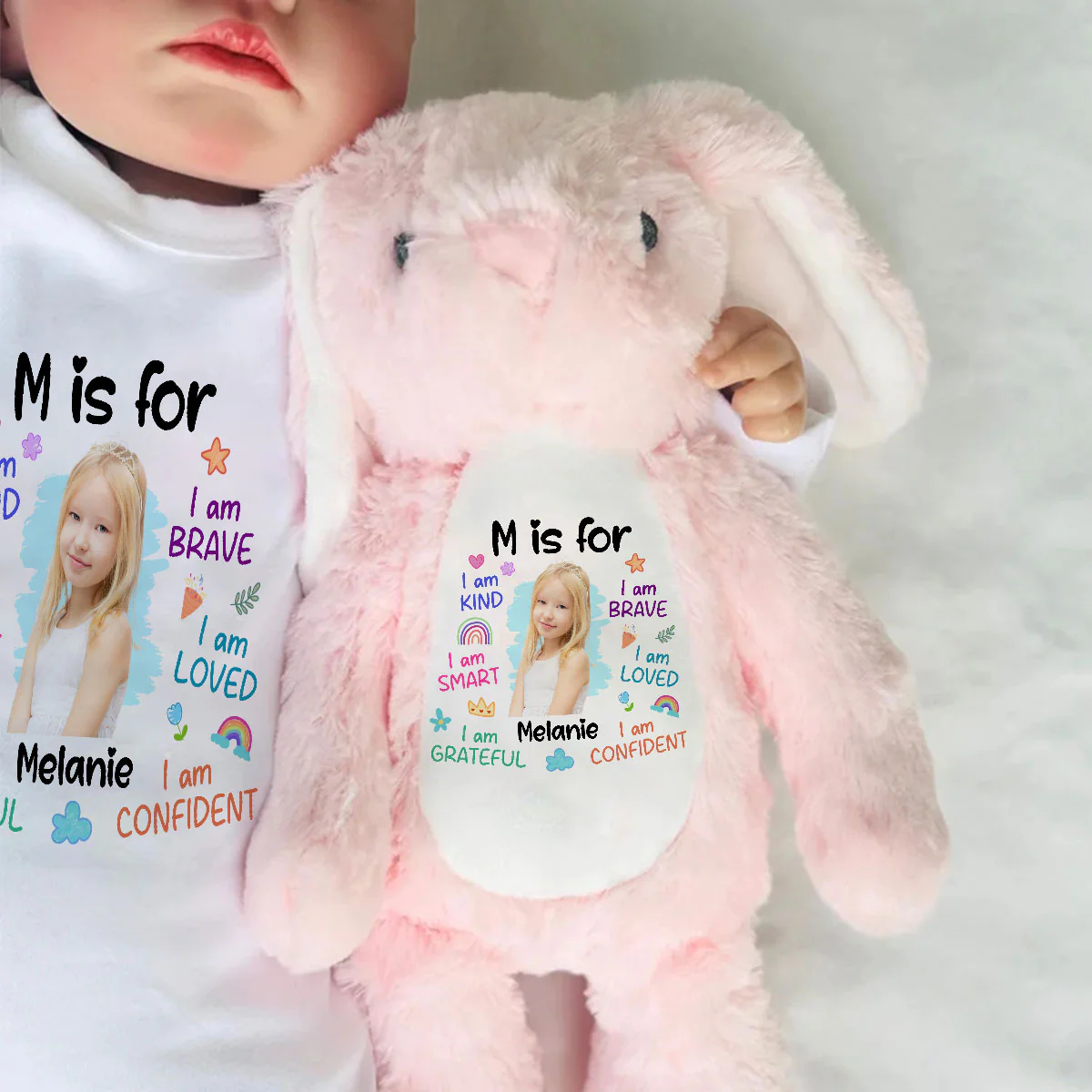 Custom Photo I Am Kind - Personalized Stuffed Bunny - Image 6