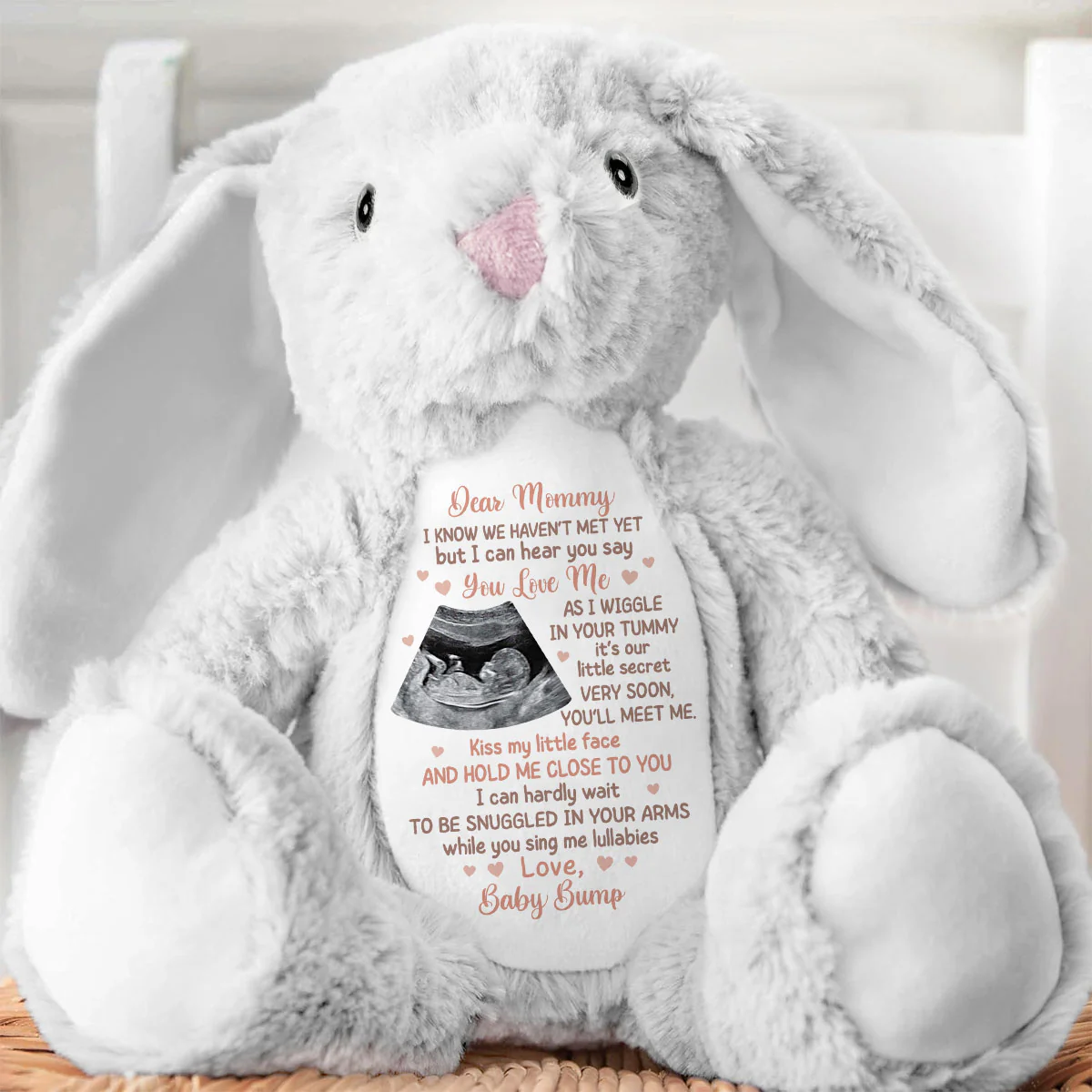Custom Photo I Can Hear You Say You Love Me - Personalized Stuffed Bunny