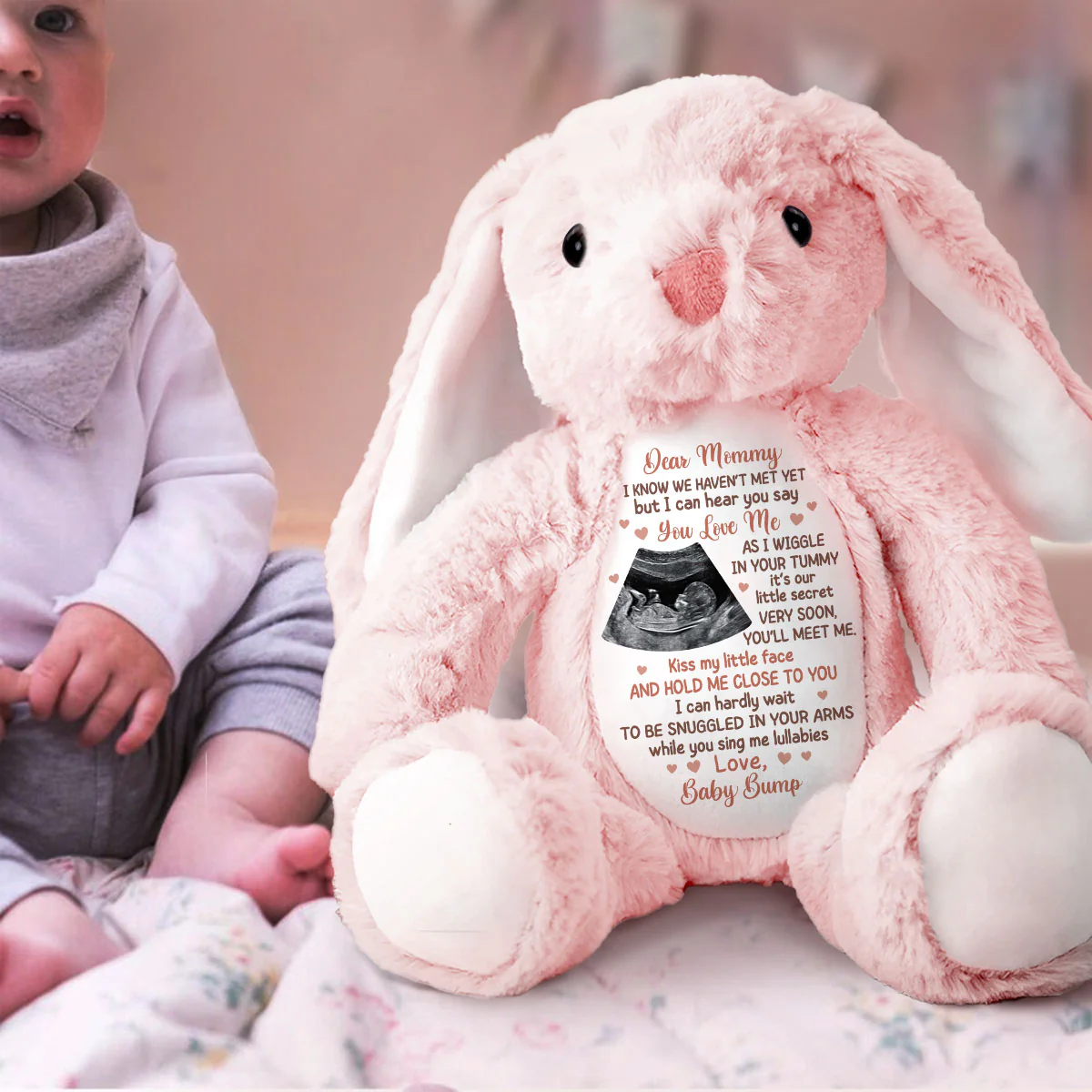 Custom Photo I Can Hear You Say You Love Me - Personalized Stuffed Bunny - Image 2