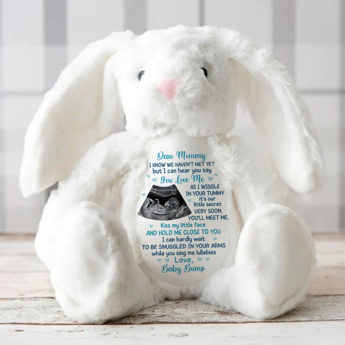 Custom Photo I Can Hear You Say You Love Me - Personalized Stuffed Bunny - Image 3