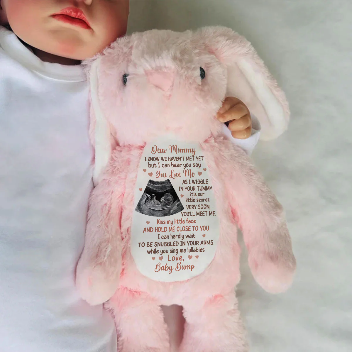 Custom Photo I Can Hear You Say You Love Me - Personalized Stuffed Bunny - Image 4