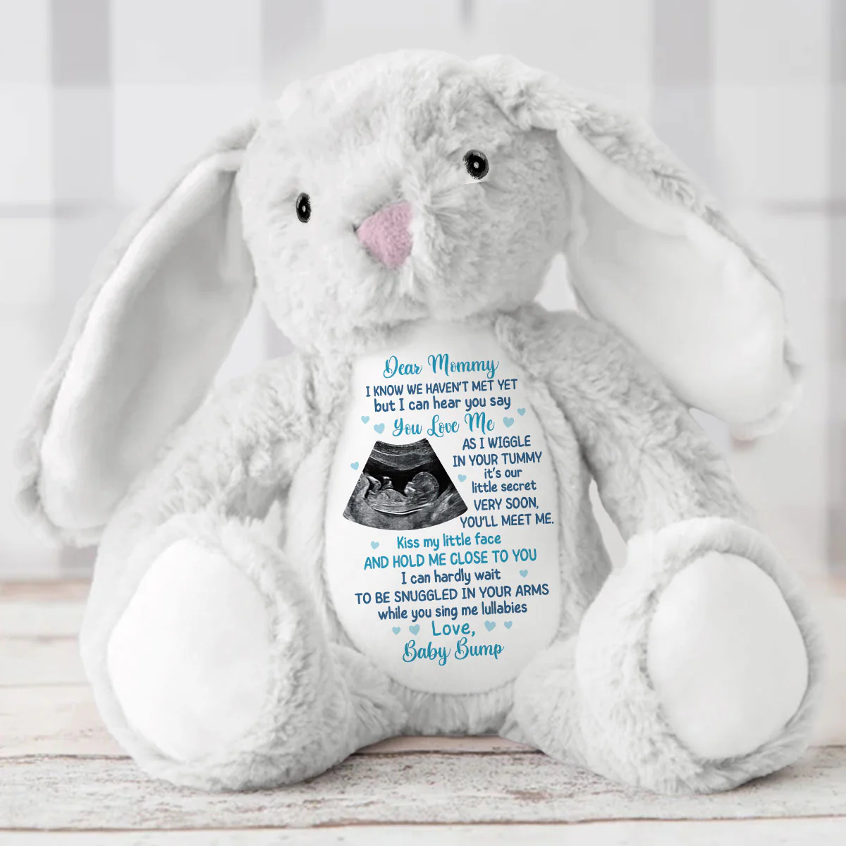 Custom Photo I Can Hear You Say You Love Me - Personalized Stuffed Bunny - Image 5