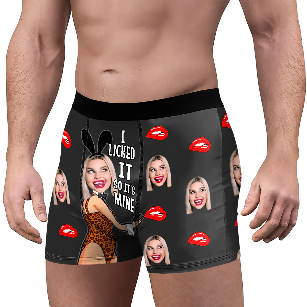 Custom Photo I Licked It So It's Mine My Bunny Edition - Personalized Men's Boxer Briefs - Image 3