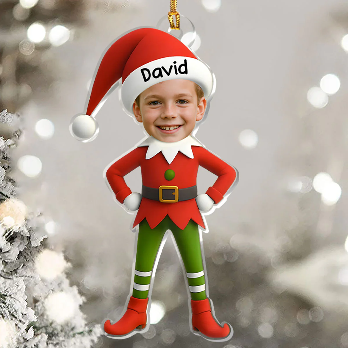 Custom Photo Kid Baby Little Elf 3D Effect - Personalized 1-Layer Acrylic Ornament - Image 5
