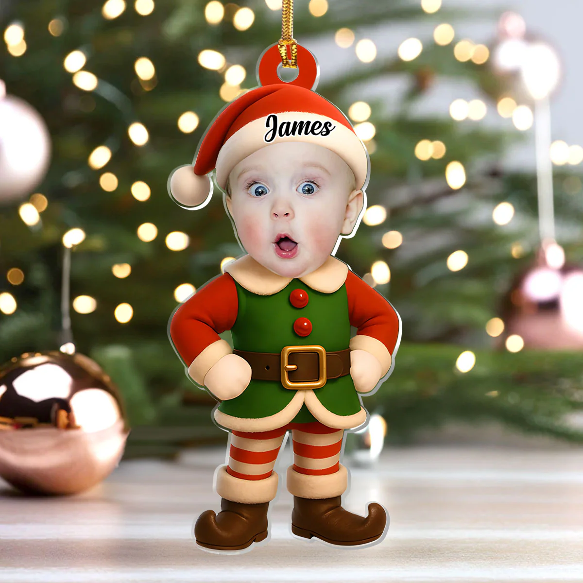 Custom Photo Little Elves - Personalized 1-Layer Acrylic Ornament - Image 4