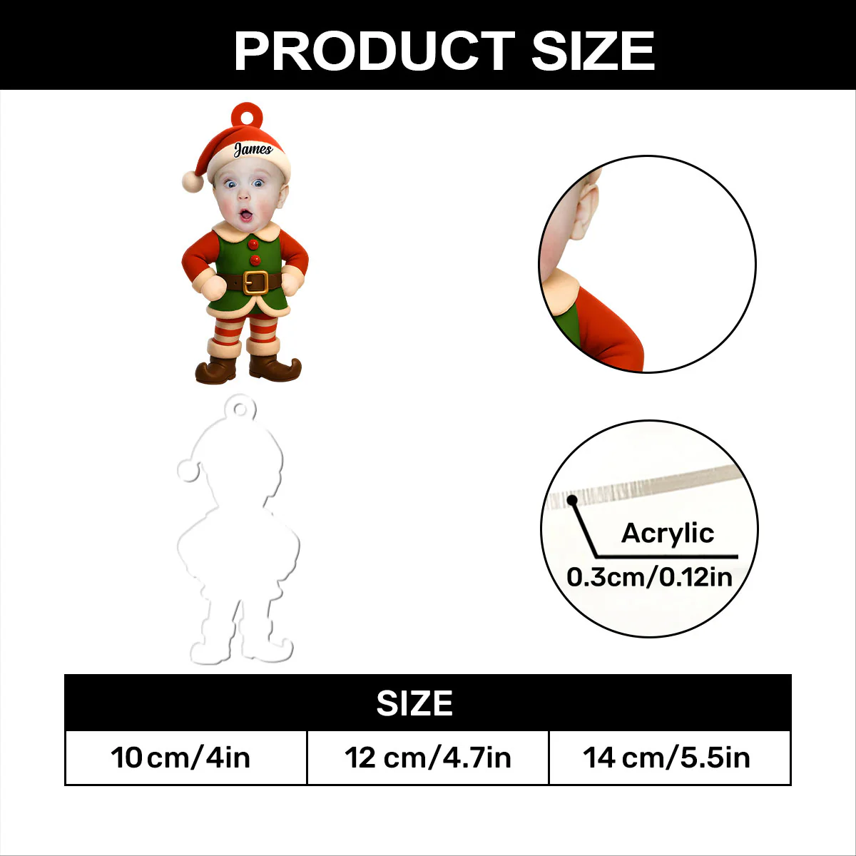 Custom Photo Little Elves - Personalized 1-Layer Acrylic Ornament - Image 7