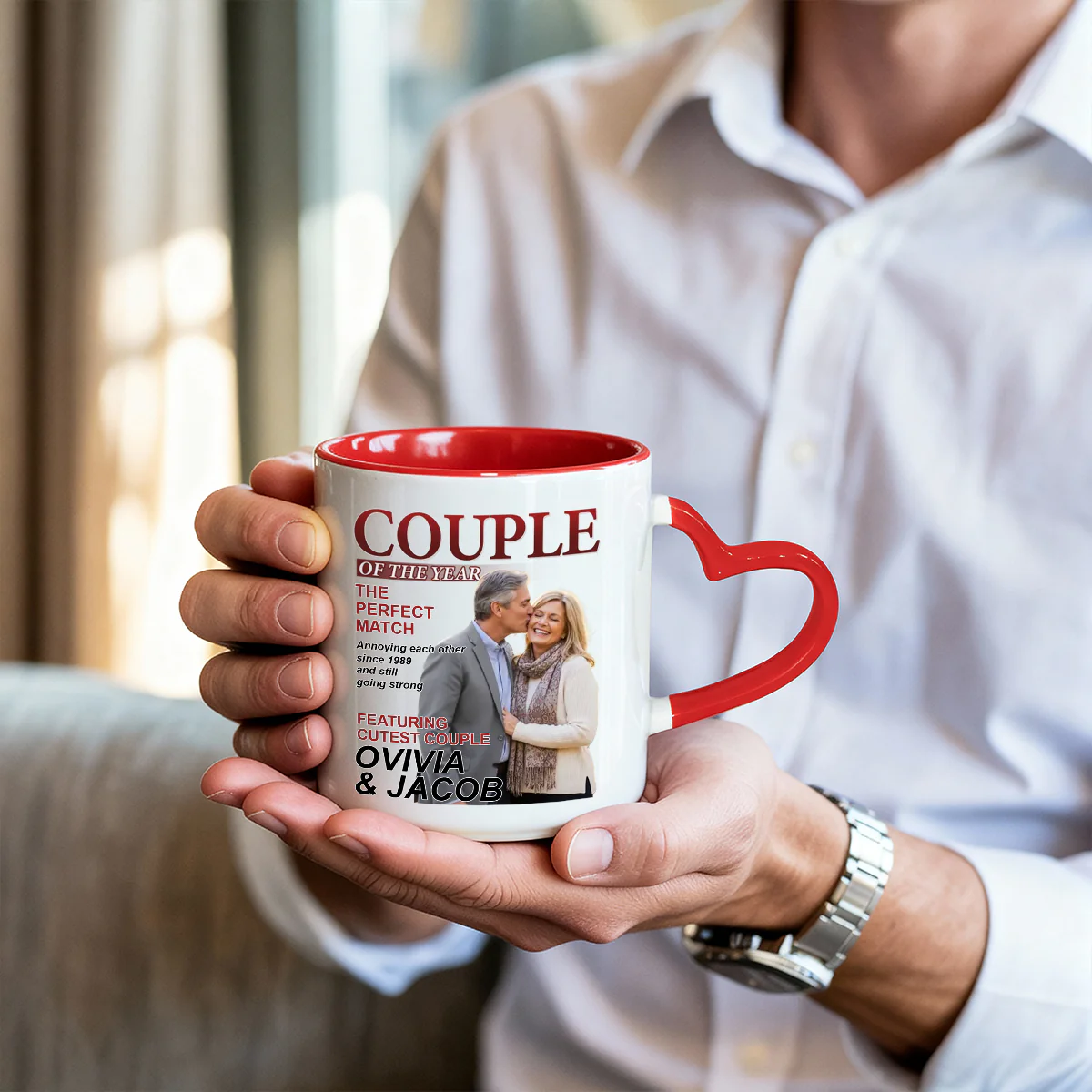 Custom Photo Magazine - Personalized Heart Handle Mug - Image 5