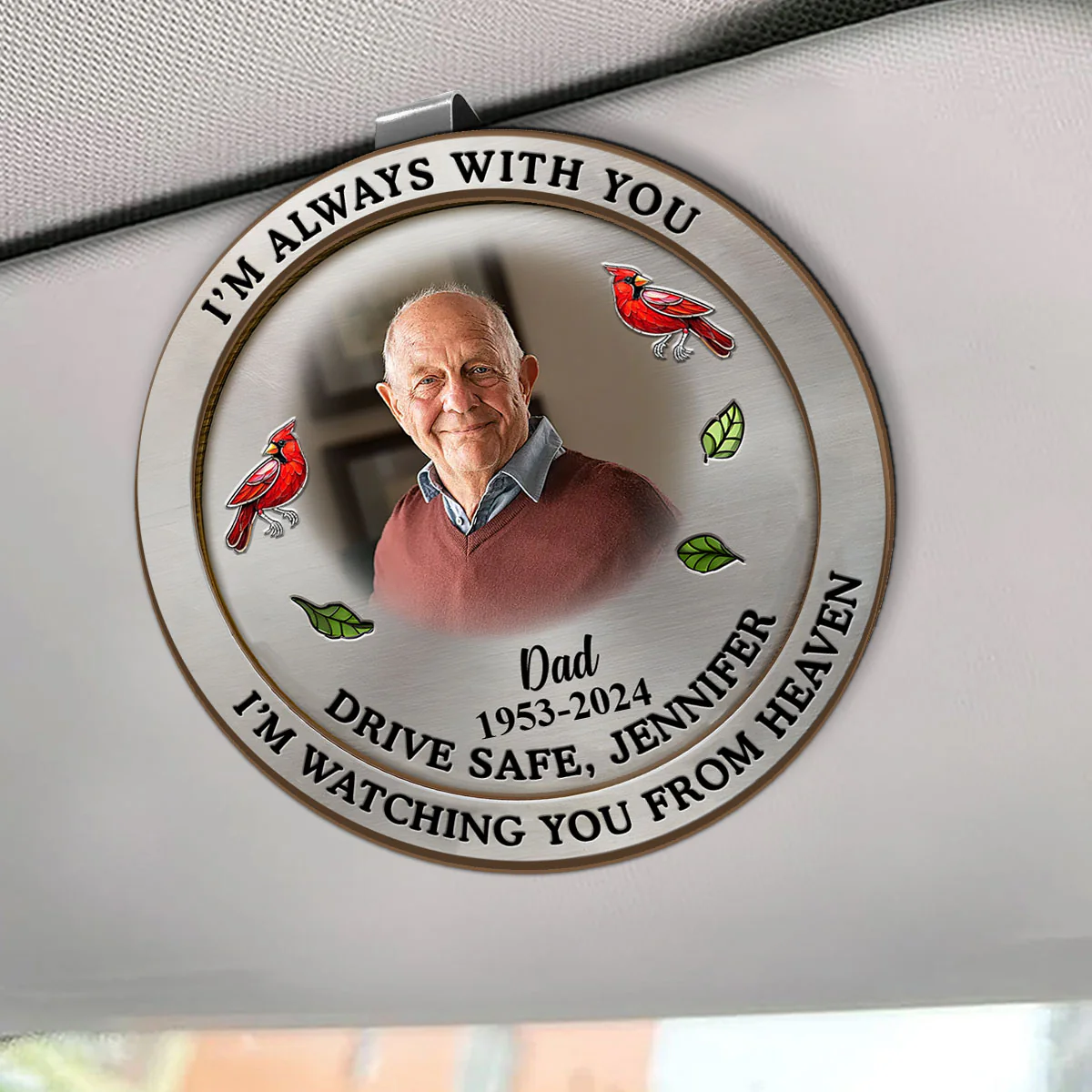 Custom Photo Memorial I'm Watching You From Heaven - Personalized Car Visor Clip - Image 2