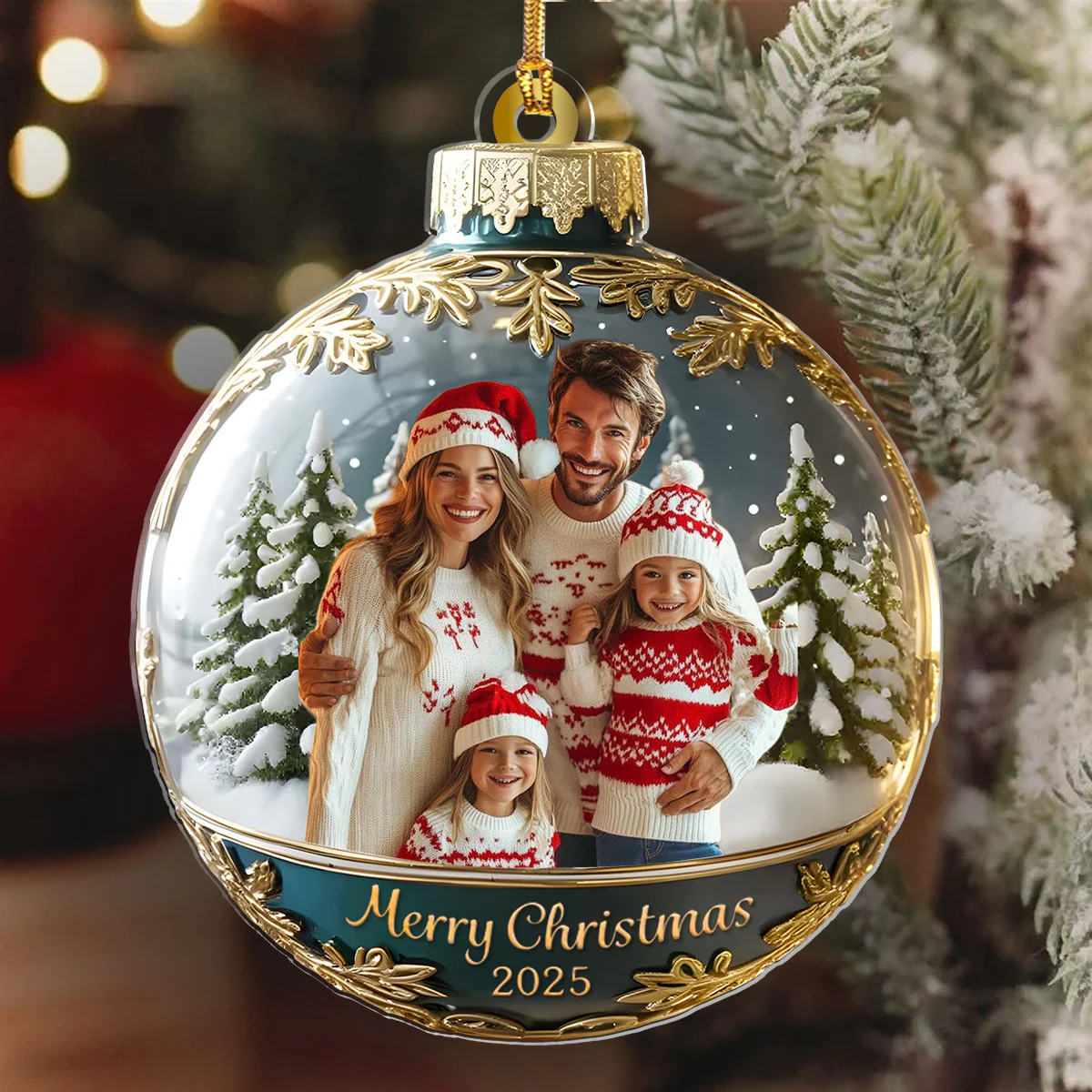 Custom Photo Merry Christmas - Personalized 1-Layer Acrylic Ornament - Image 6