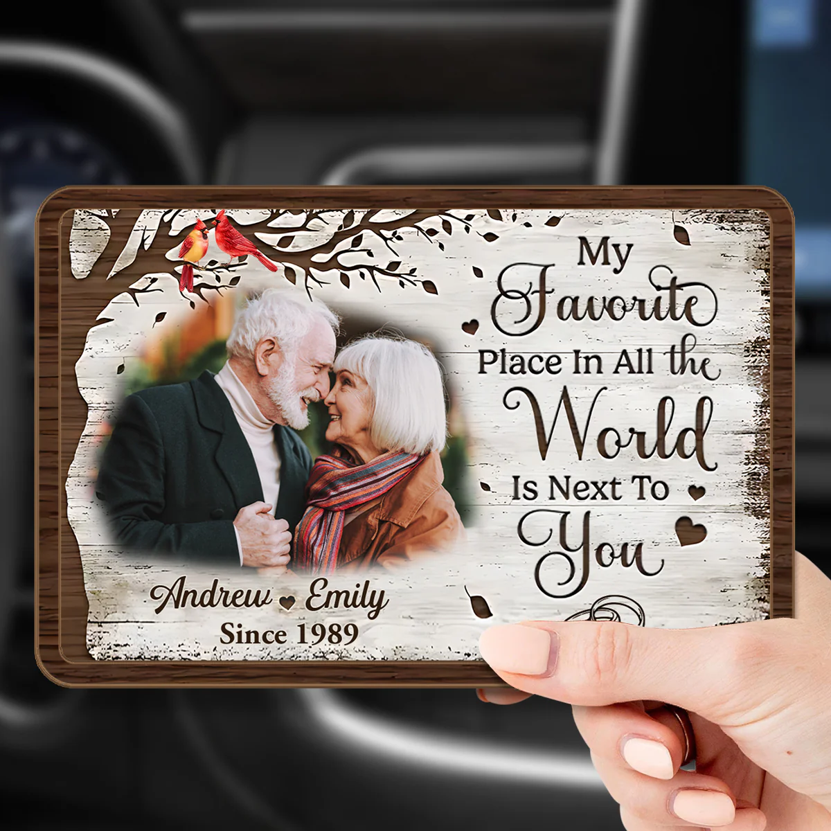 Custom Photo My Favorite Place In All The World Is Next To You - Personalized Car Visor Clip - Image 4