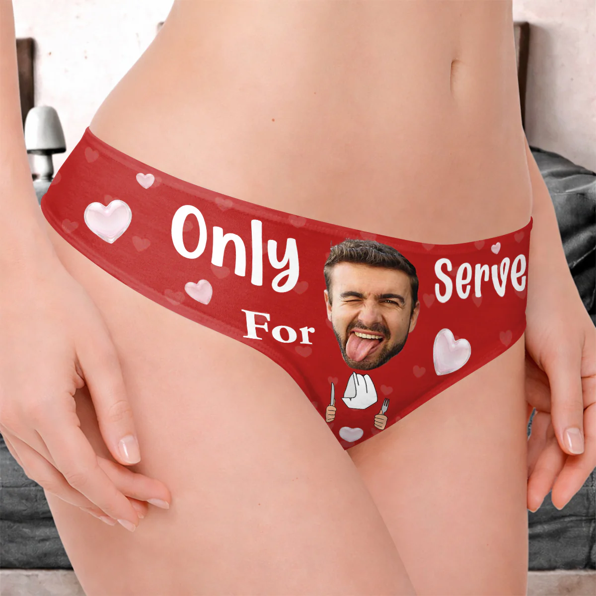 Custom Photo Only Serve For My Daddy Anniversary Gift For Her - Personalized Women's Low-waisted Brief - Image 3