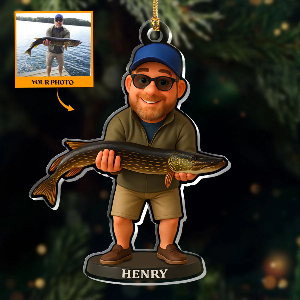 Custom Photo Pixar Cartoon - Personalized 1-Layer Acrylic Ornament
