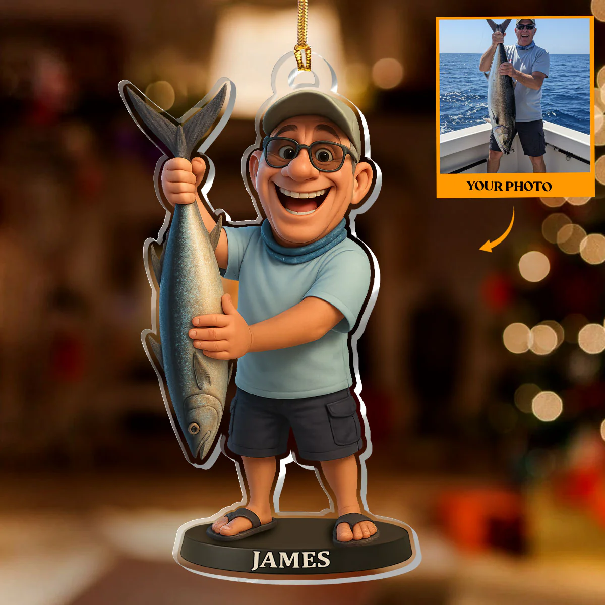 Custom Photo Pixar Cartoon - Personalized 1-Layer Acrylic Ornament - Image 2