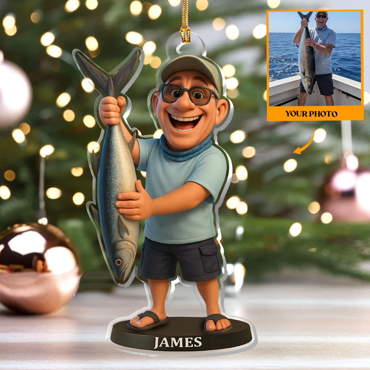 Custom Photo Pixar Cartoon - Personalized 1-Layer Acrylic Ornament - Image 4