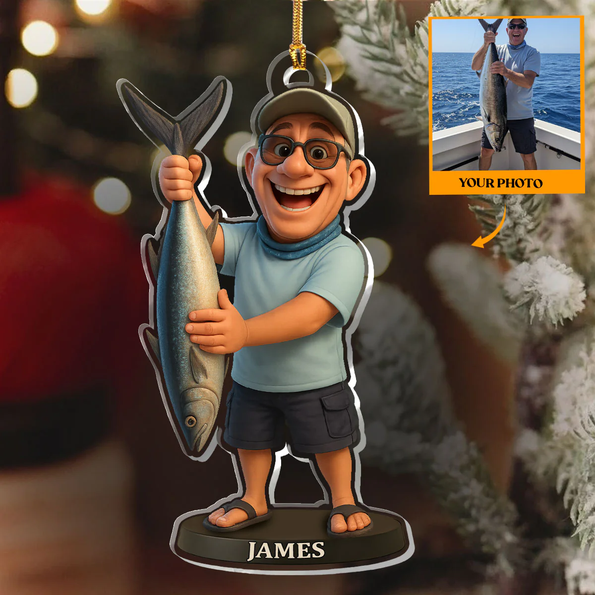Custom Photo Pixar Cartoon - Personalized 1-Layer Acrylic Ornament - Image 6
