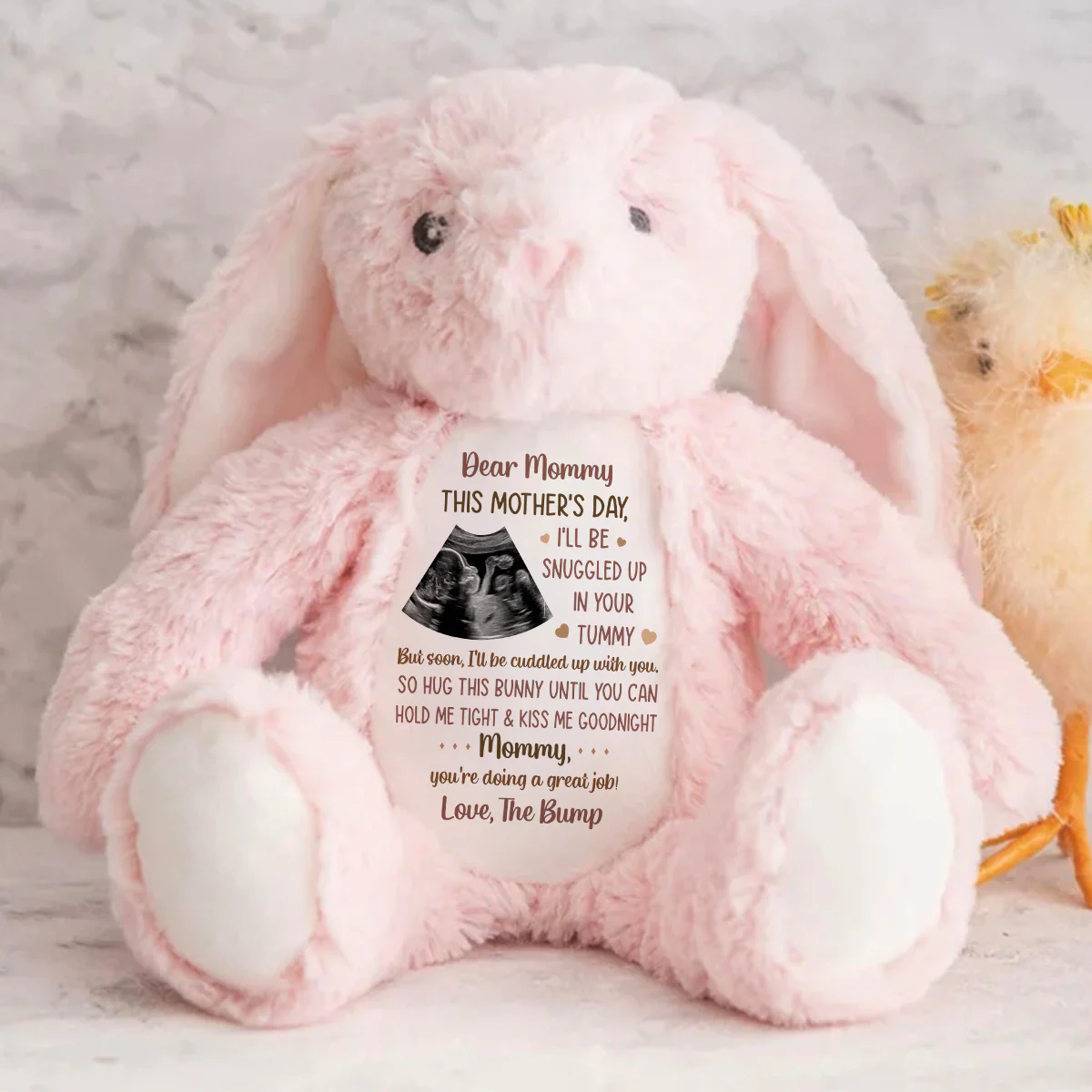 Custom Photo This Mother's Day I'll Be Snuggled Up In Your Tummy - Personalized Stuffed Bunny - Image 7