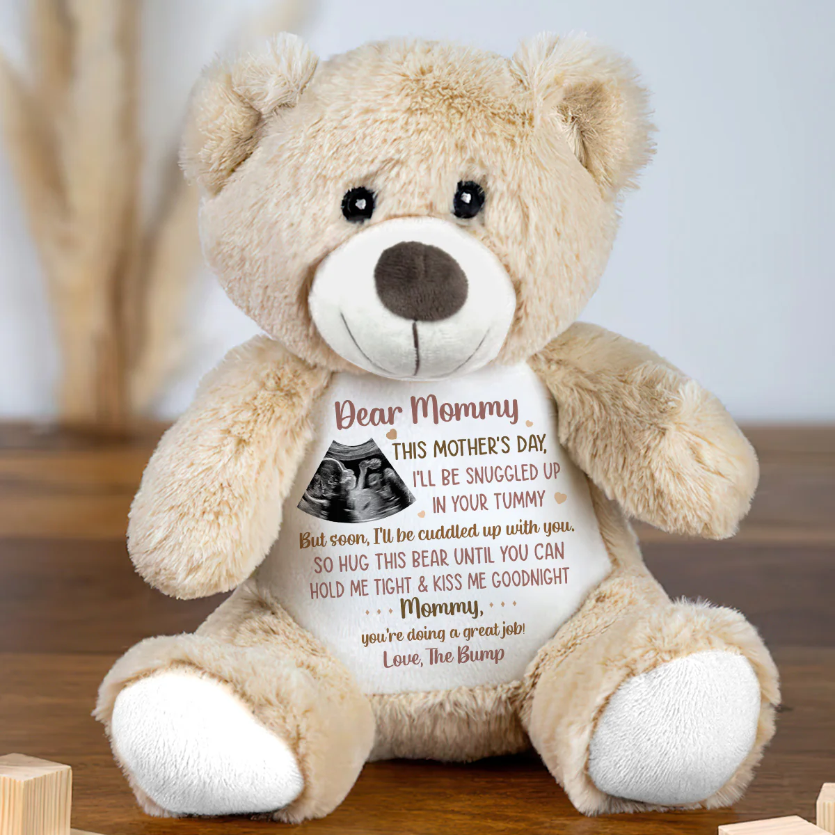 Custom Photo This Mother's Day I'll Be Snuggled Up In Your Tummy - Personalized Teddy Bear