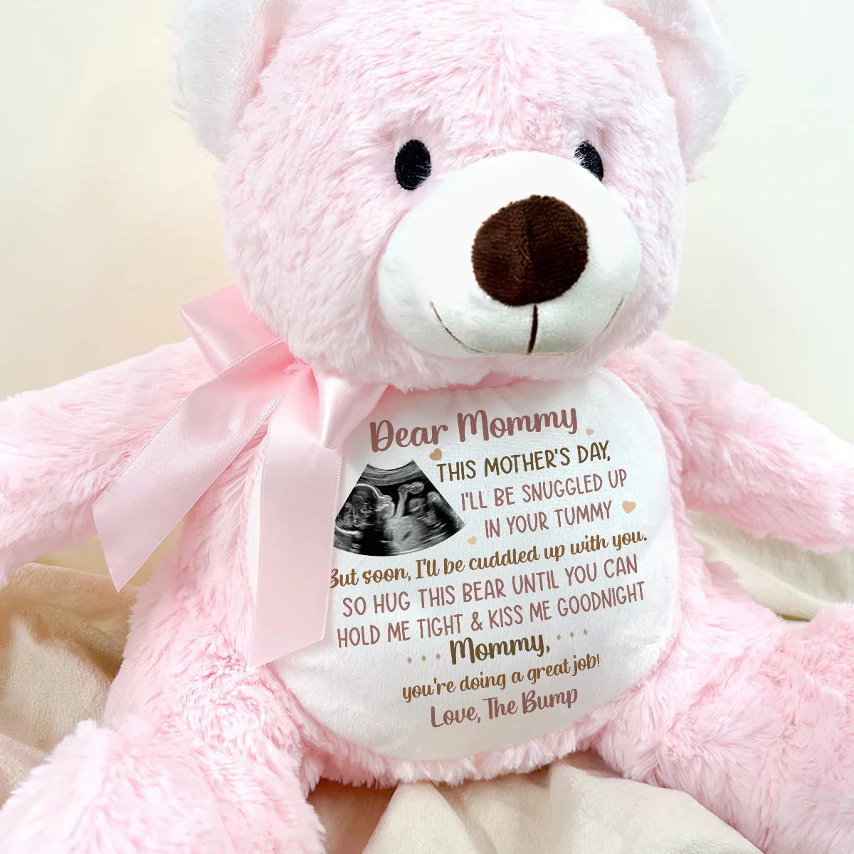 Custom Photo This Mother's Day I'll Be Snuggled Up In Your Tummy - Personalized Teddy Bear - Image 2