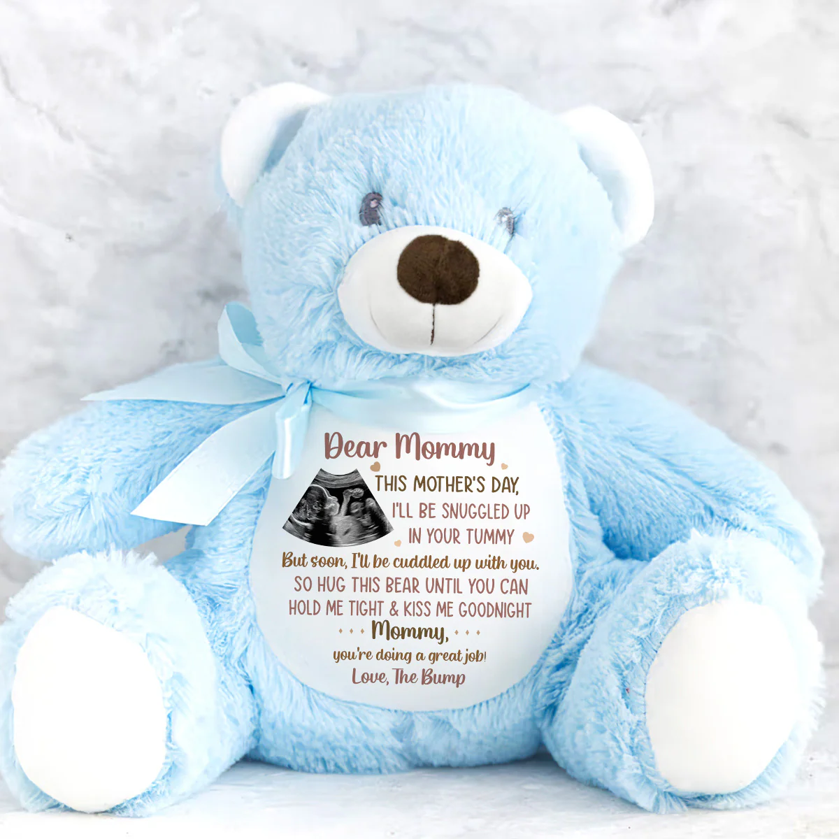 Custom Photo This Mother's Day I'll Be Snuggled Up In Your Tummy - Personalized Teddy Bear - Image 4