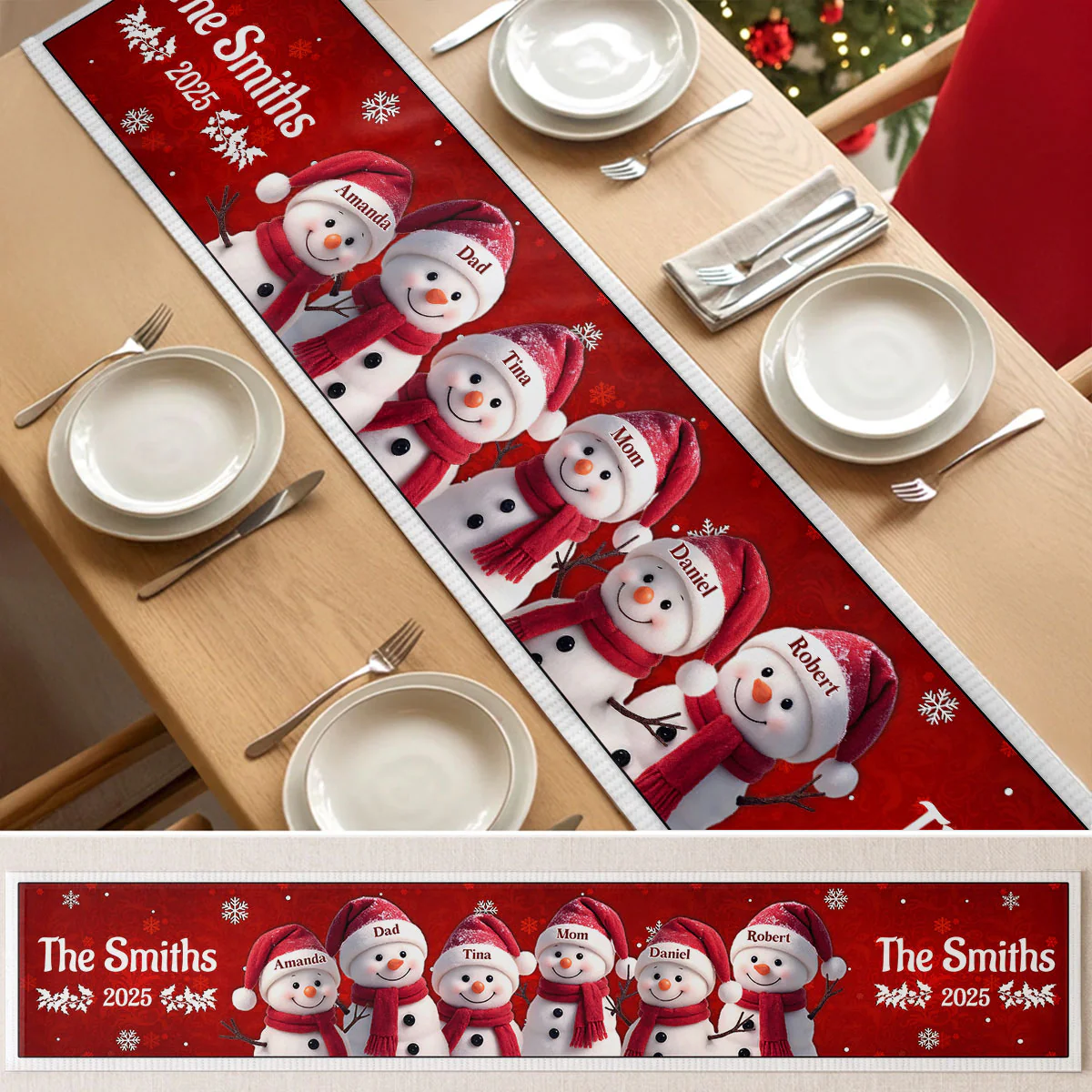 Custom Snowman - Personalized Table Runner
