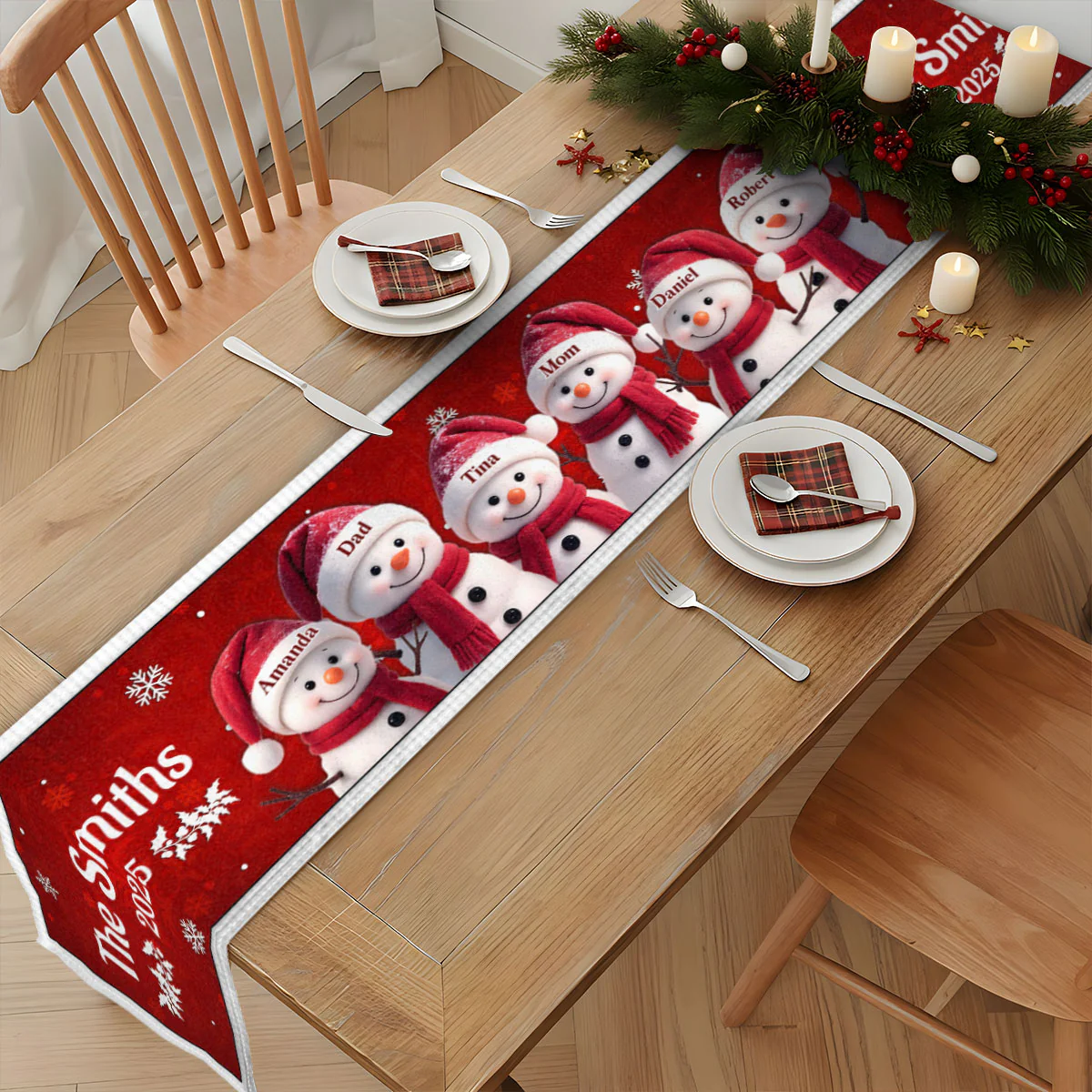 Custom Snowman - Personalized Table Runner - Image 2