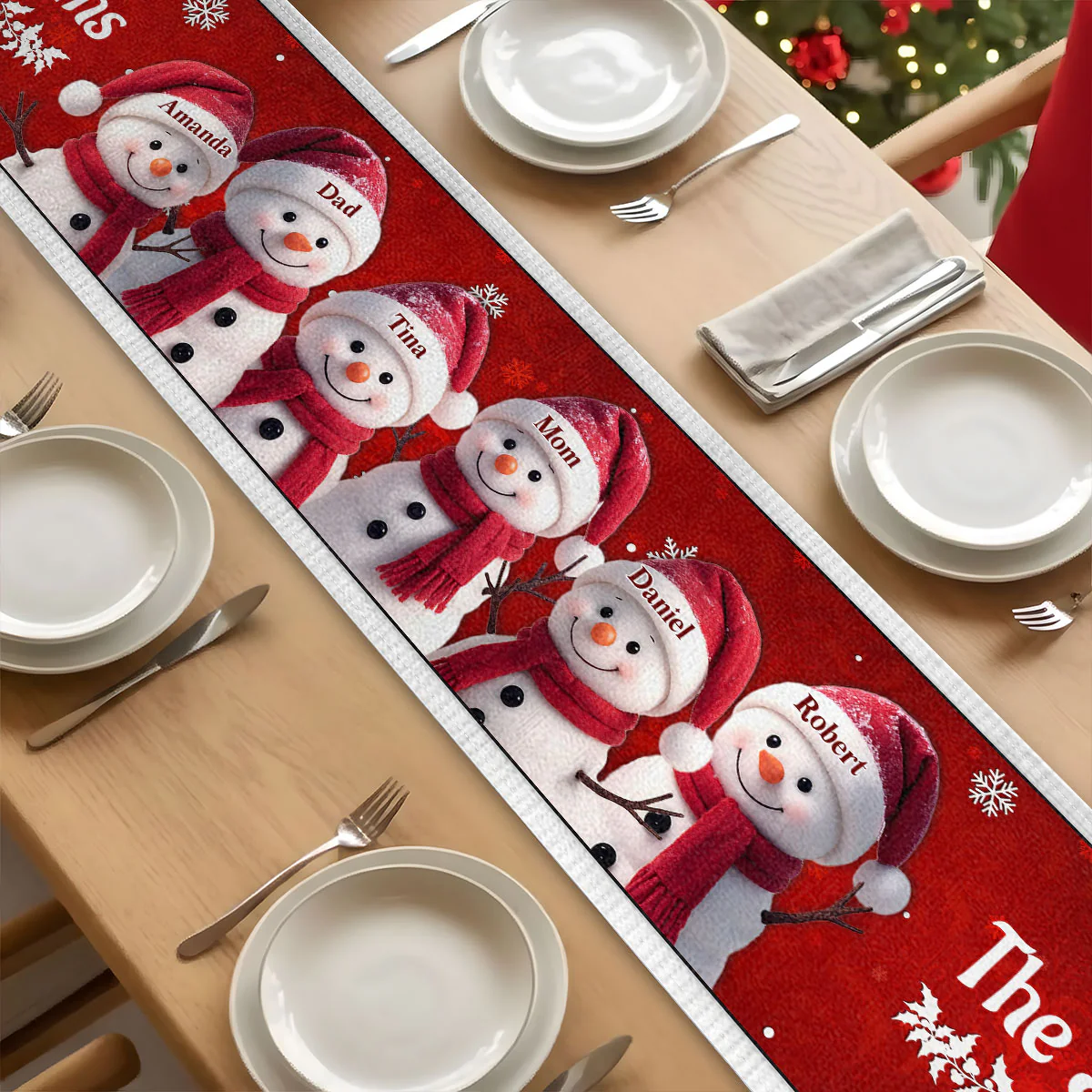 Custom Snowman - Personalized Table Runner - Image 3