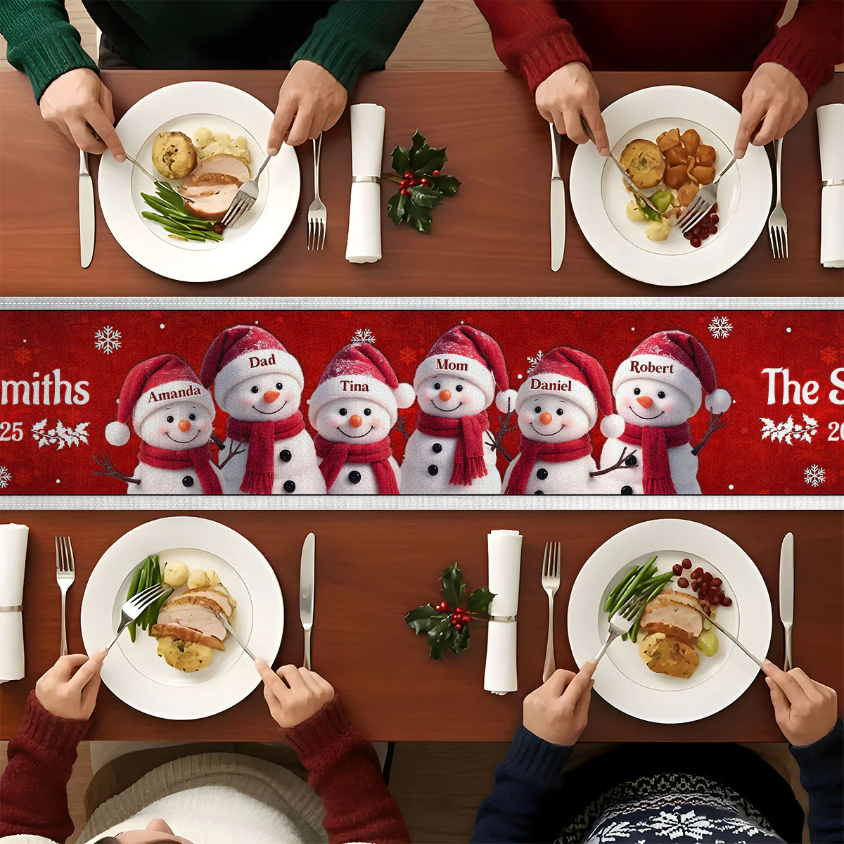 Custom Snowman - Personalized Table Runner - Image 4