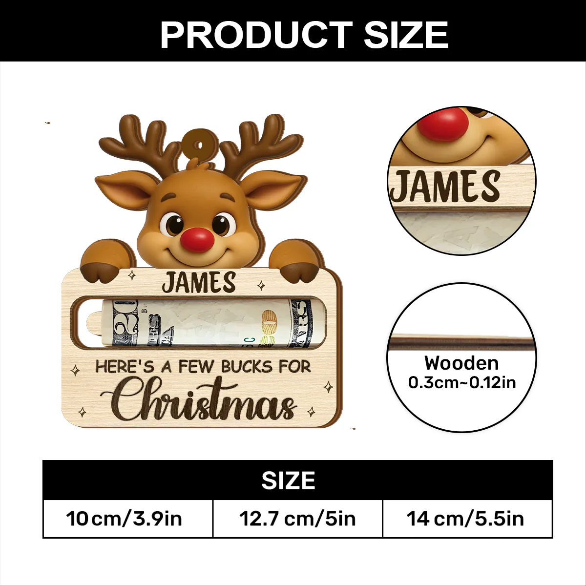 Custom Wooden Money Holder - Personalized Wood Ornament Cutout & Print 1 Side - Image 5
