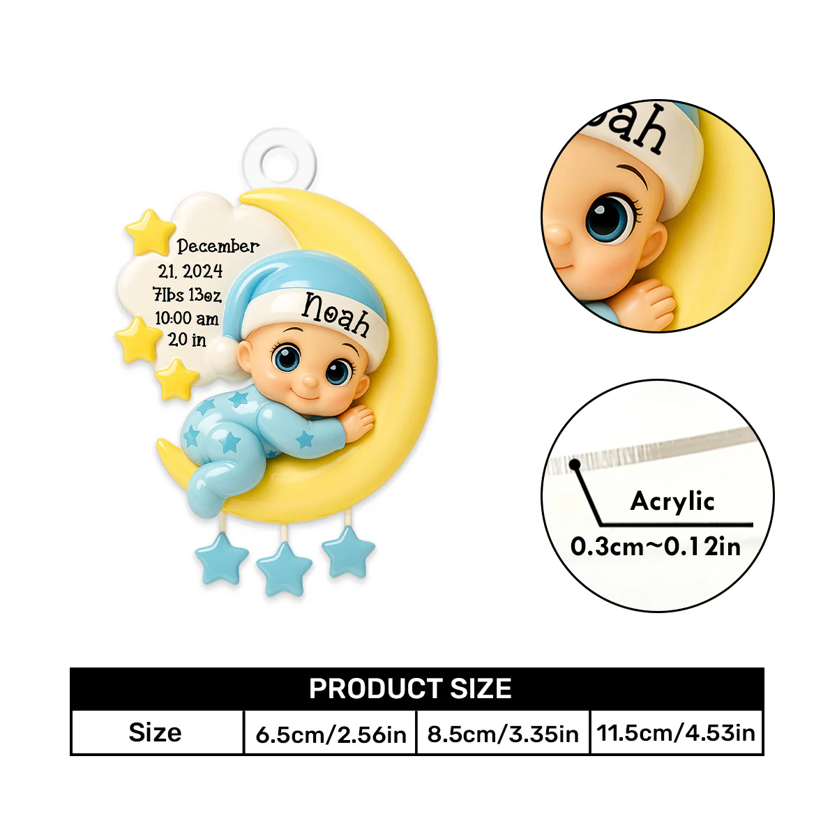Cute Baby - Personalized Car Acrylic Hanging Ornament - Image 5