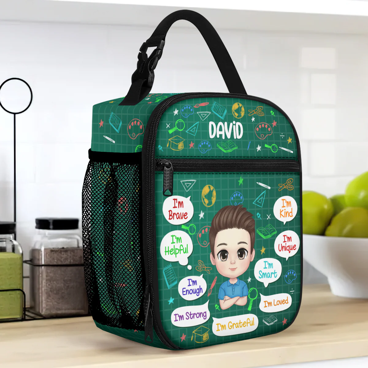 Cute Back To School Kid Affirmations - Personalized Lunch Bag - Image 2