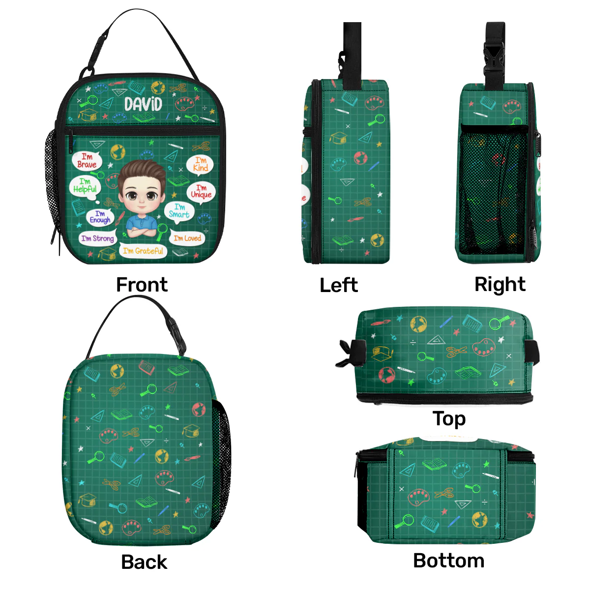 Cute Back To School Kid Affirmations - Personalized Lunch Bag - Image 6