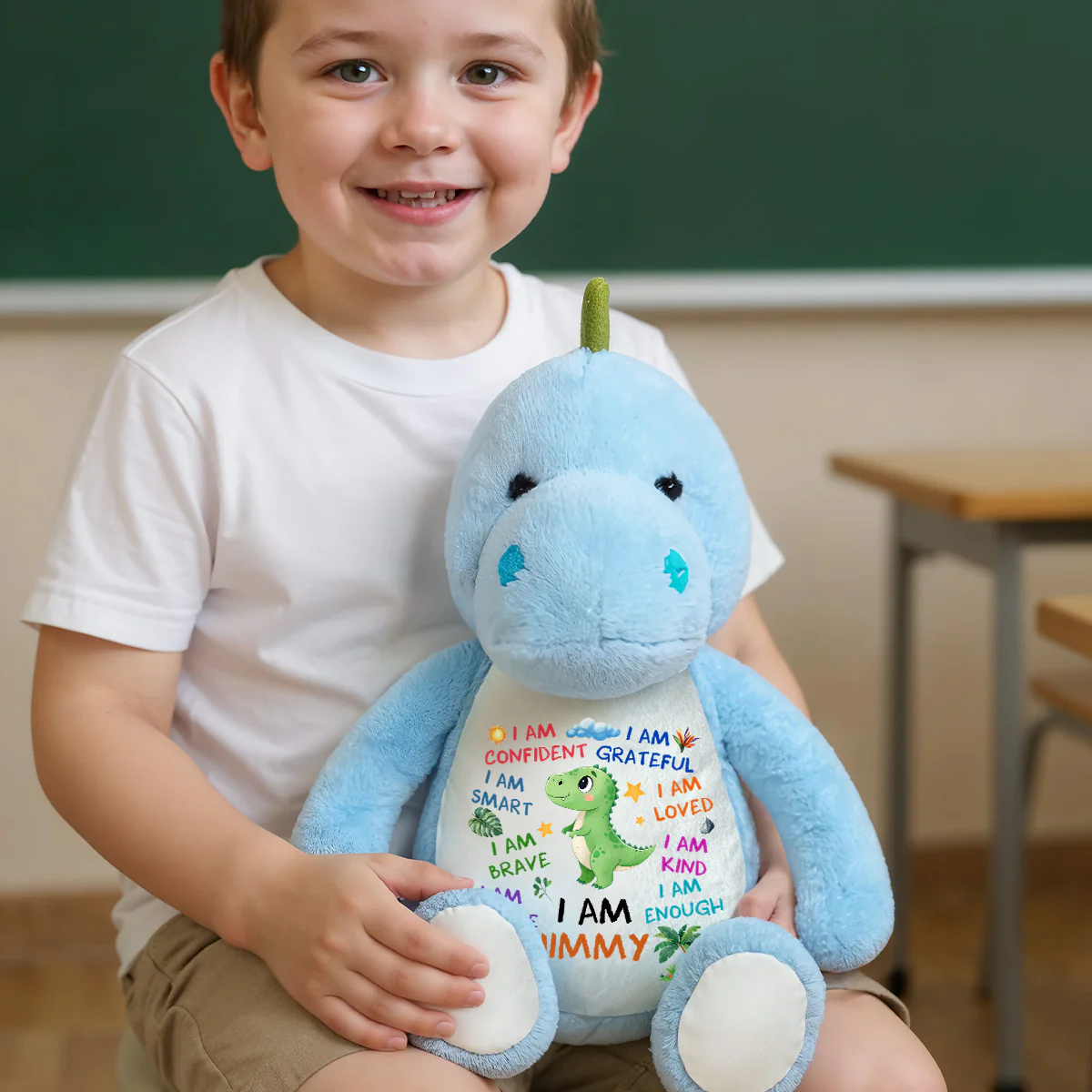Cute Dinosaur Kid Affirmations - Personalized Stuffed Dinosaur - Image 3