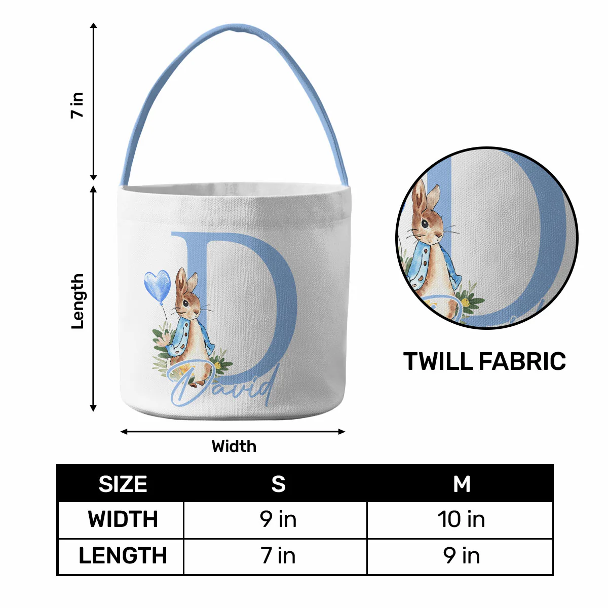 Cute Easter Rabbit With Initial - Personalized Easter Basket - Image 5