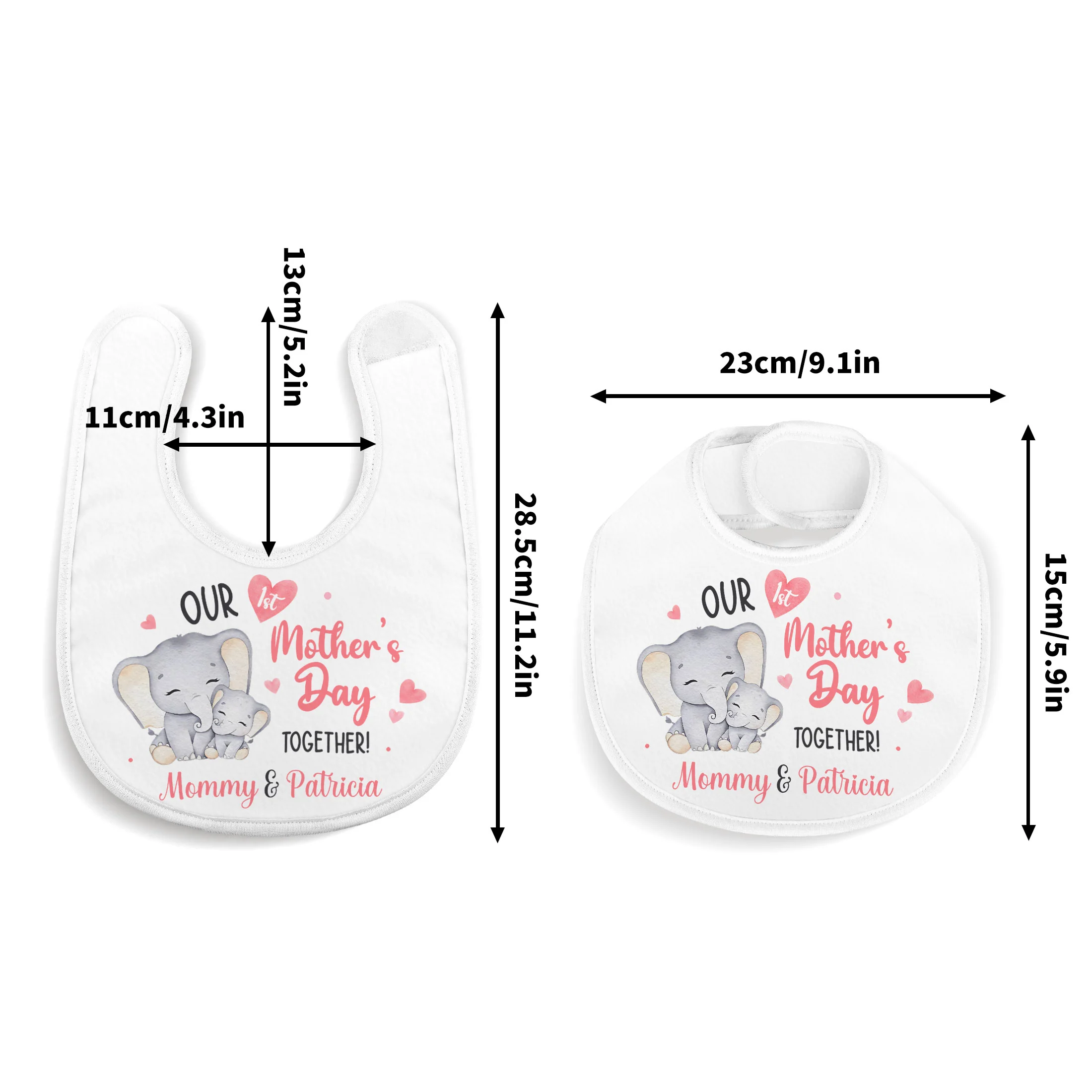 Cute Elephant Our 1st Mother's Day Together - Personalized Baby Bib - Image 4