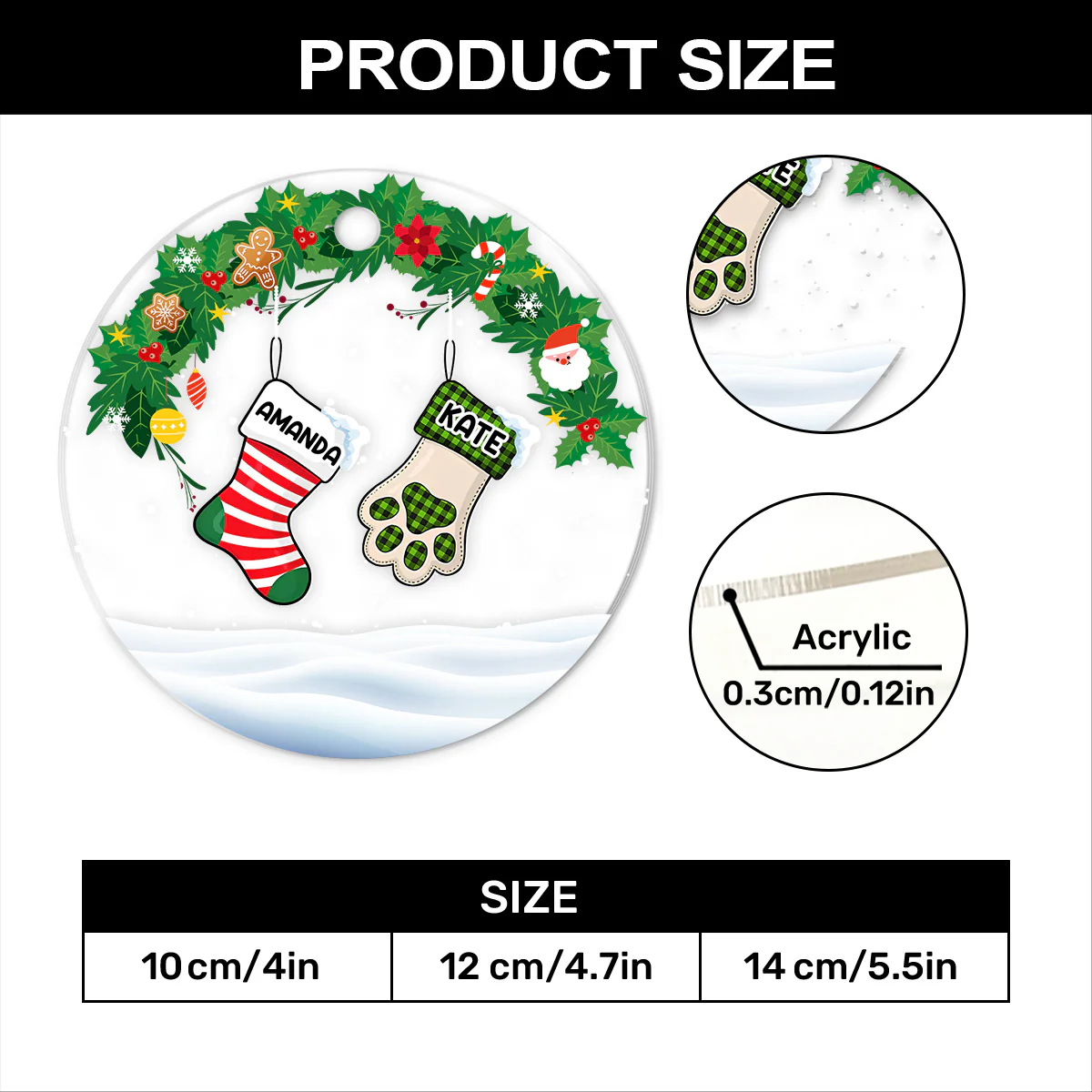 Cute Family Christmas Stockings - Personalized 1-Layer Acrylic Ornament - Image 4