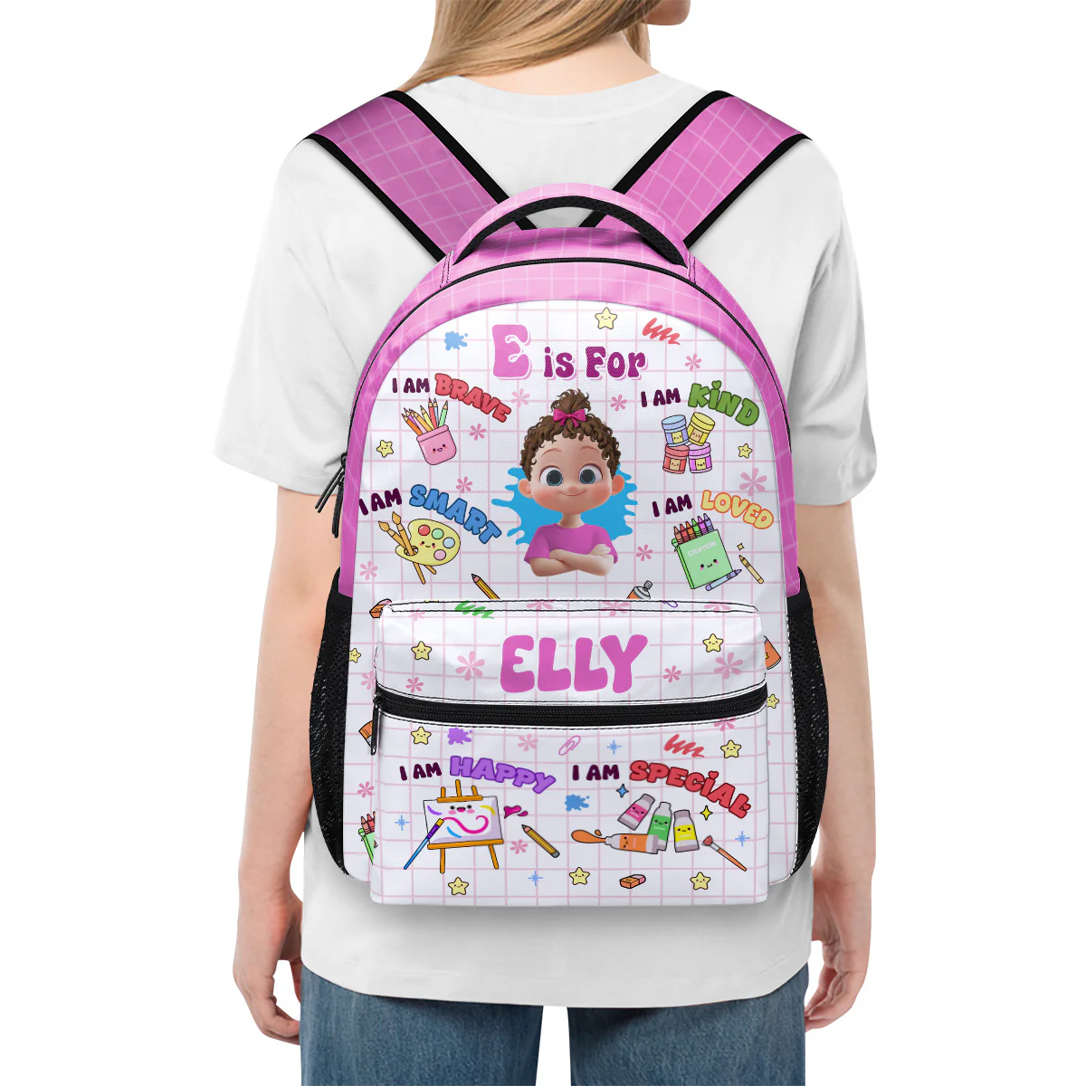 Cute Initial Name And Affirmations - Personalized Backpack - Image 4