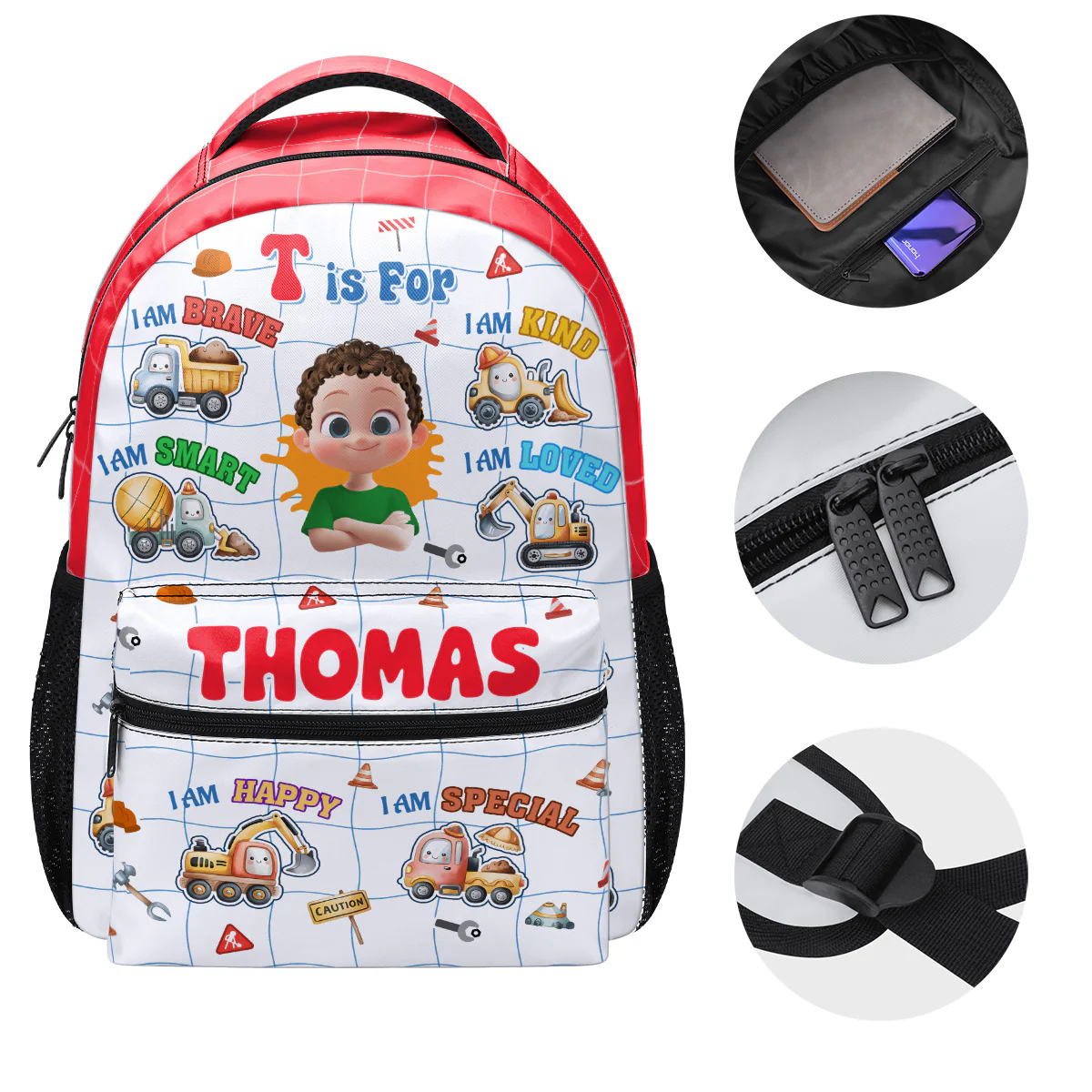 Cute Initial Name And Affirmations - Personalized Backpack - Image 7