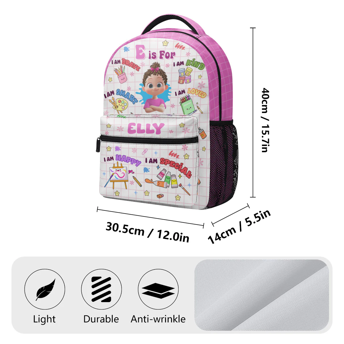 Cute Initial Name And Affirmations - Personalized Backpack - Image 8