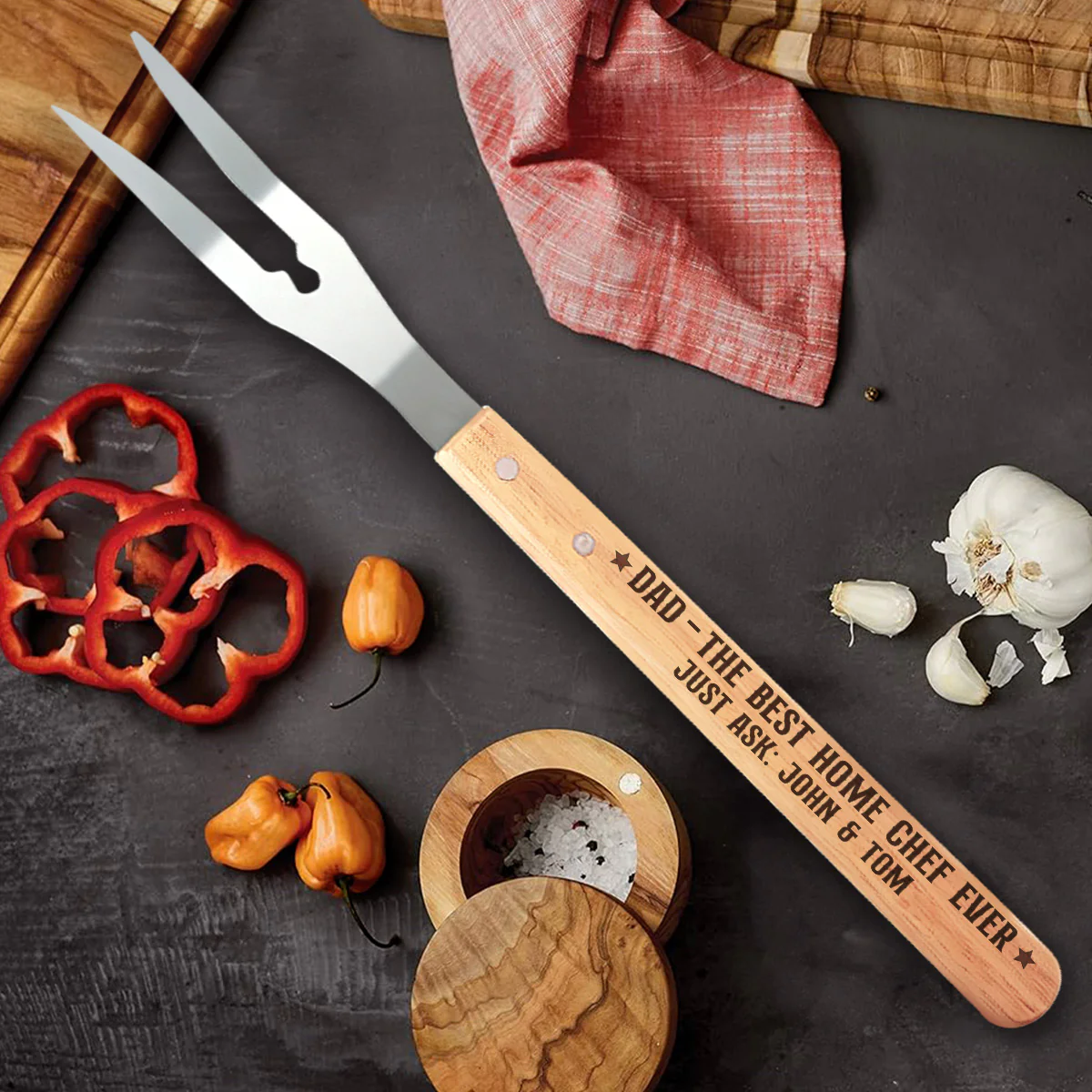 Dad The Best Home Chef Ever - Personalized BBQ Spatula Or Tool set - Image 3